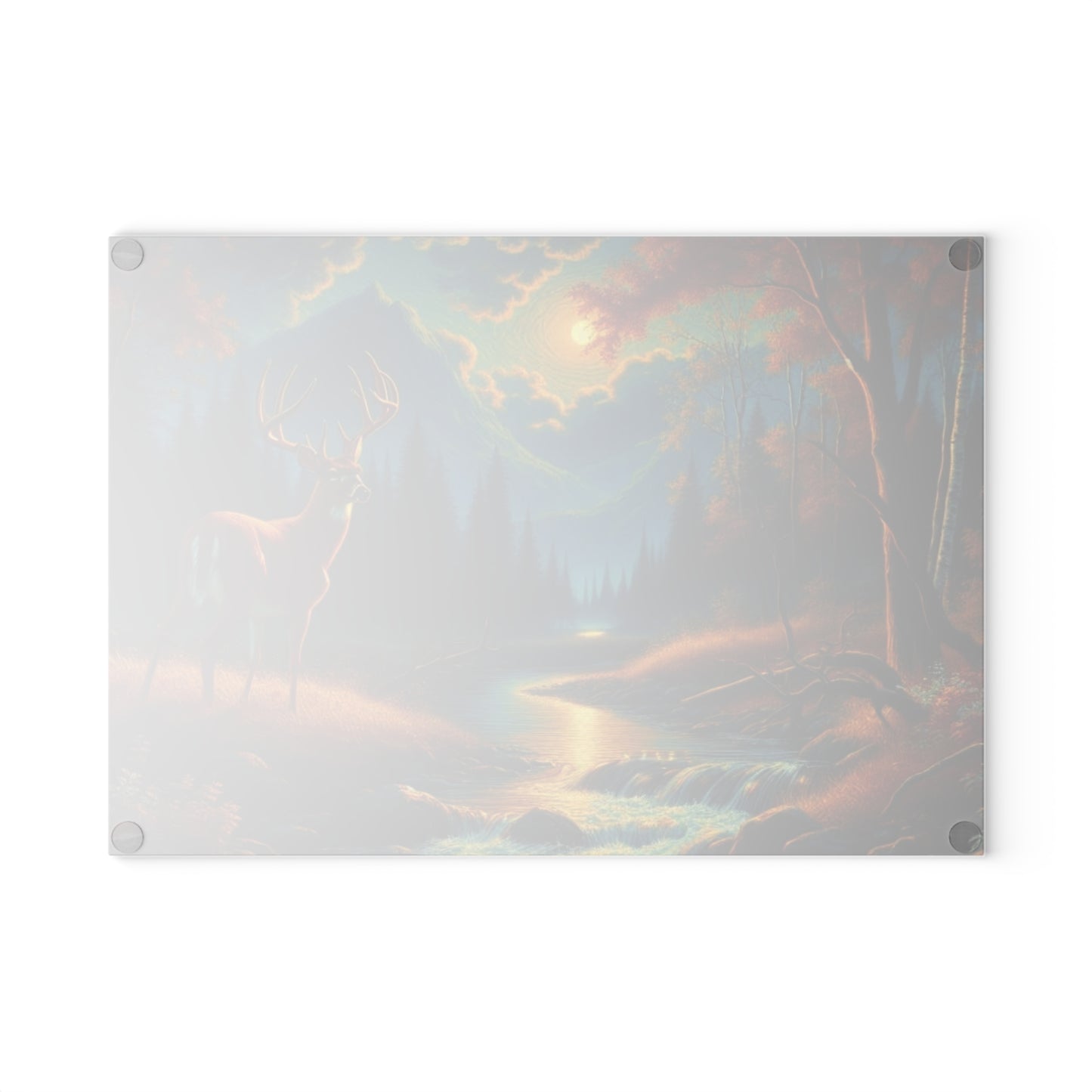 Moonlit Forest Buck Cutting Board – Enchanted Wilderness Art