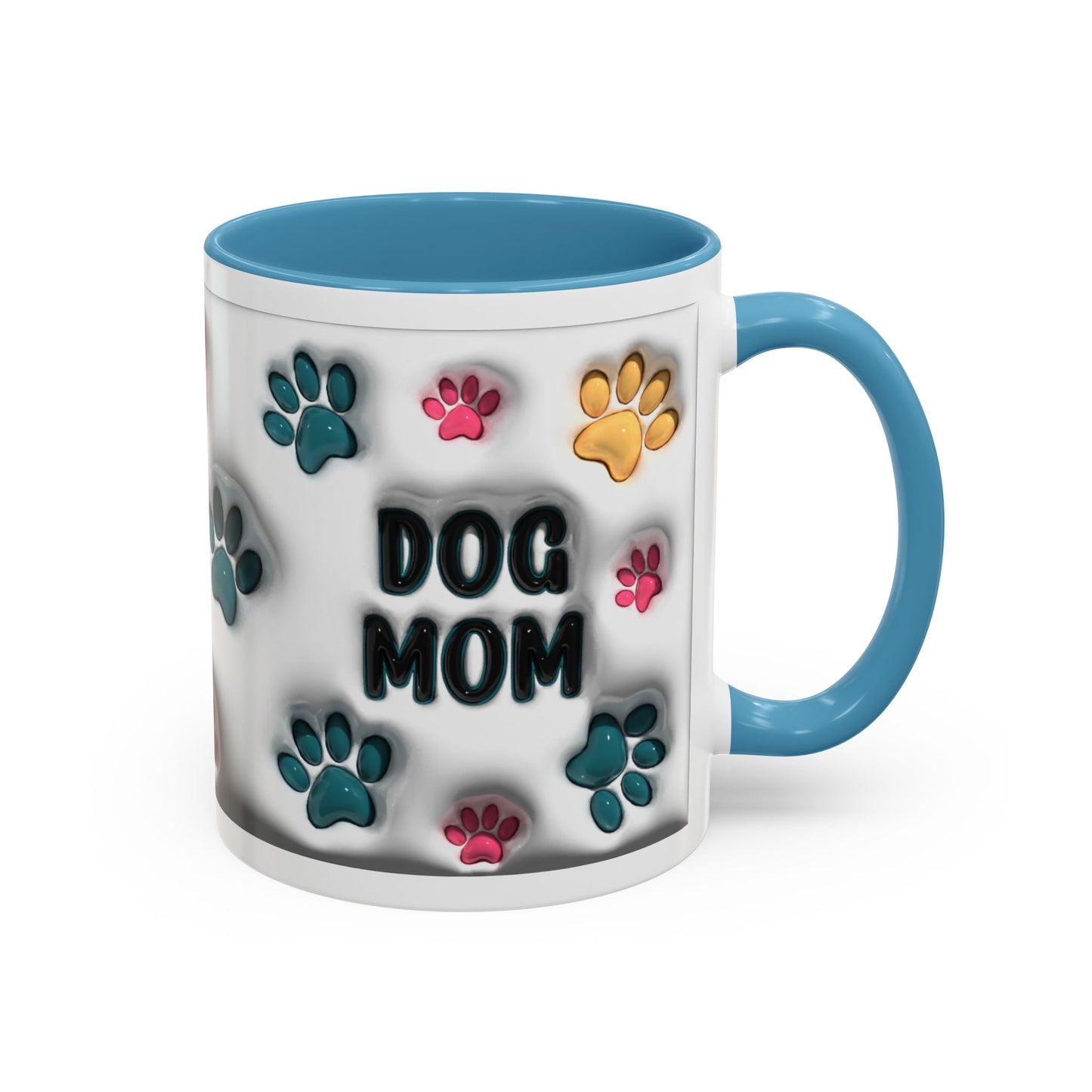 Dog Mom Accent Mug – Colorful Paw Print Cup for Proud Pet Parents