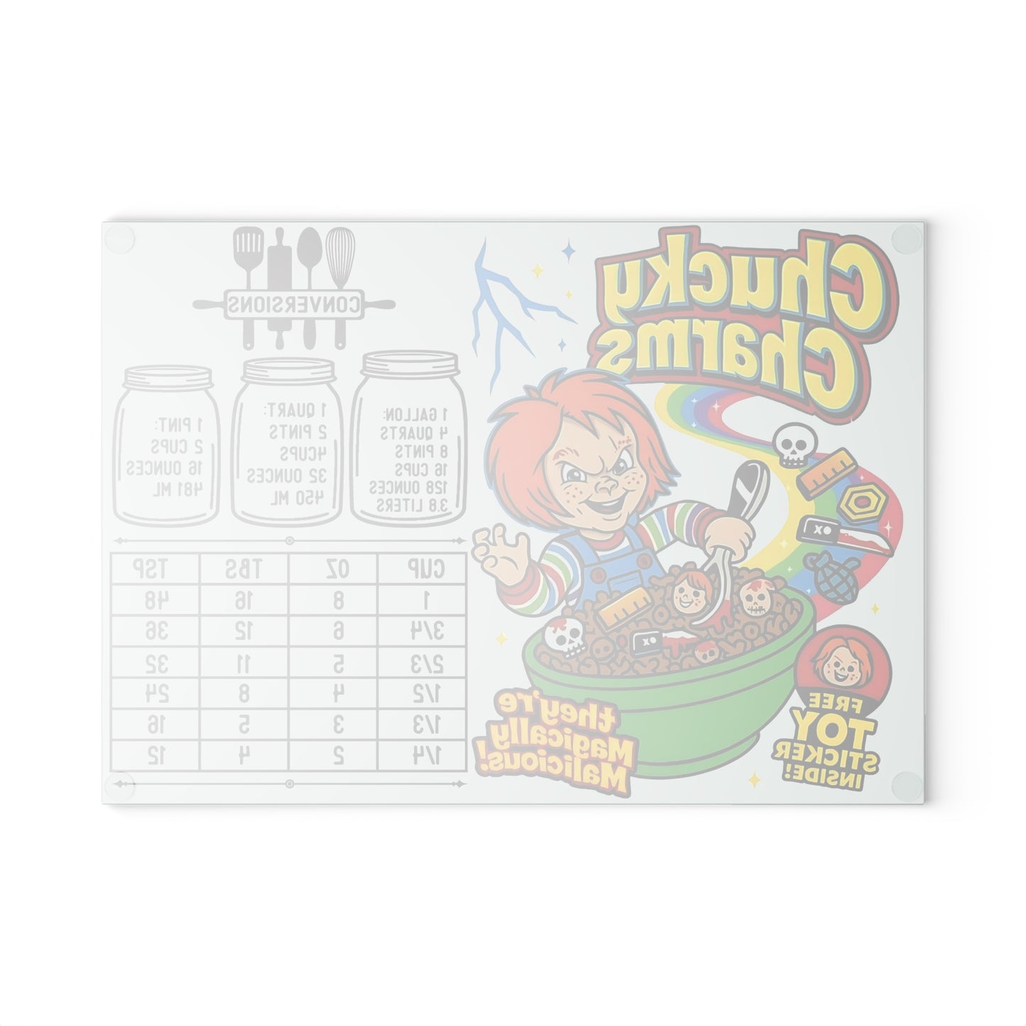 🧪 Chucky Charms Cutting Board – “Magically Malicious” Parody for Your Creepy-Cute Kitchen 🍀
