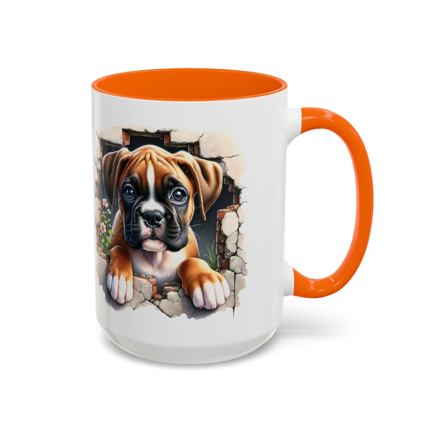 🐶☕ Boxer Puppy Peek Accent Mug – Adorable Dog Lover Gift ✨💛