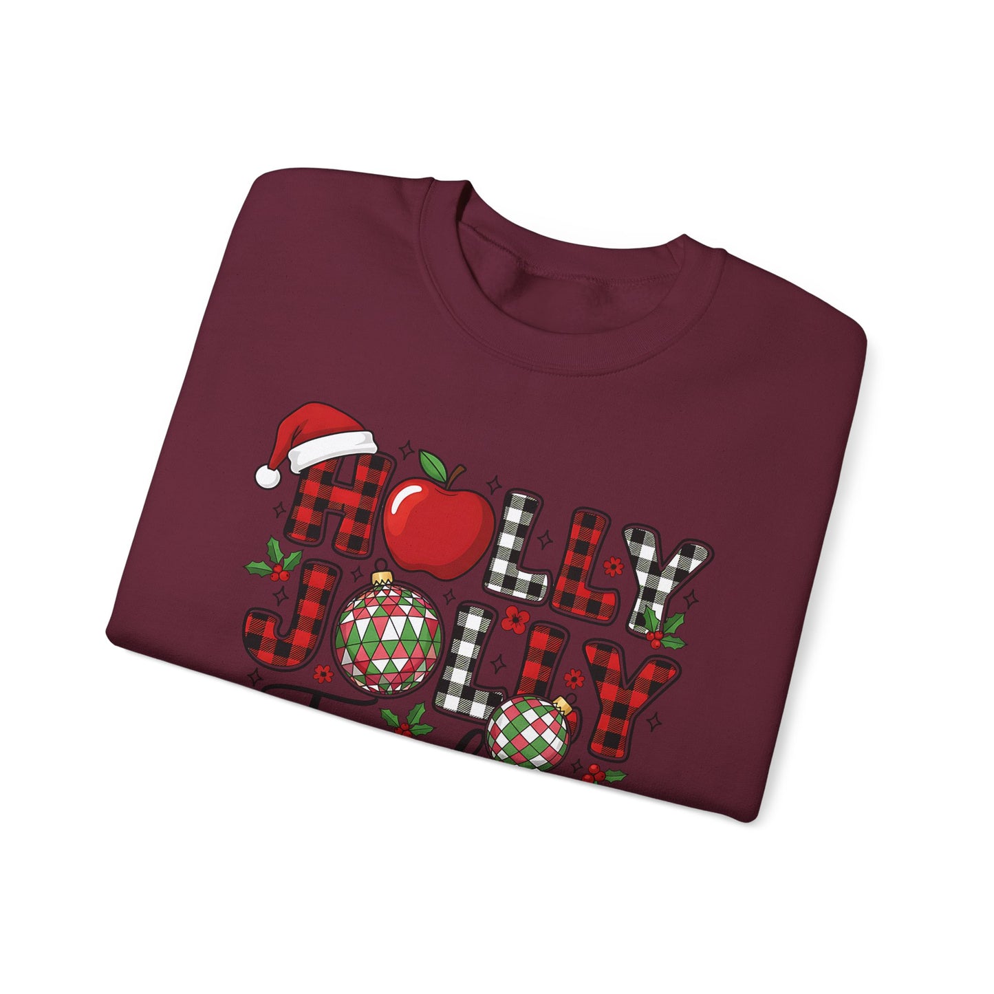 🍎✨ Holly Jolly Teacher Sweatshirt – Festive Classroom Cheer 🎄📚