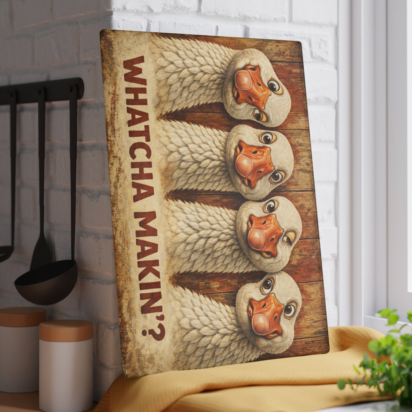 Whatcha Makin’? Glass Cutting Board – Funny Goose Farmhouse Kitchen Decor