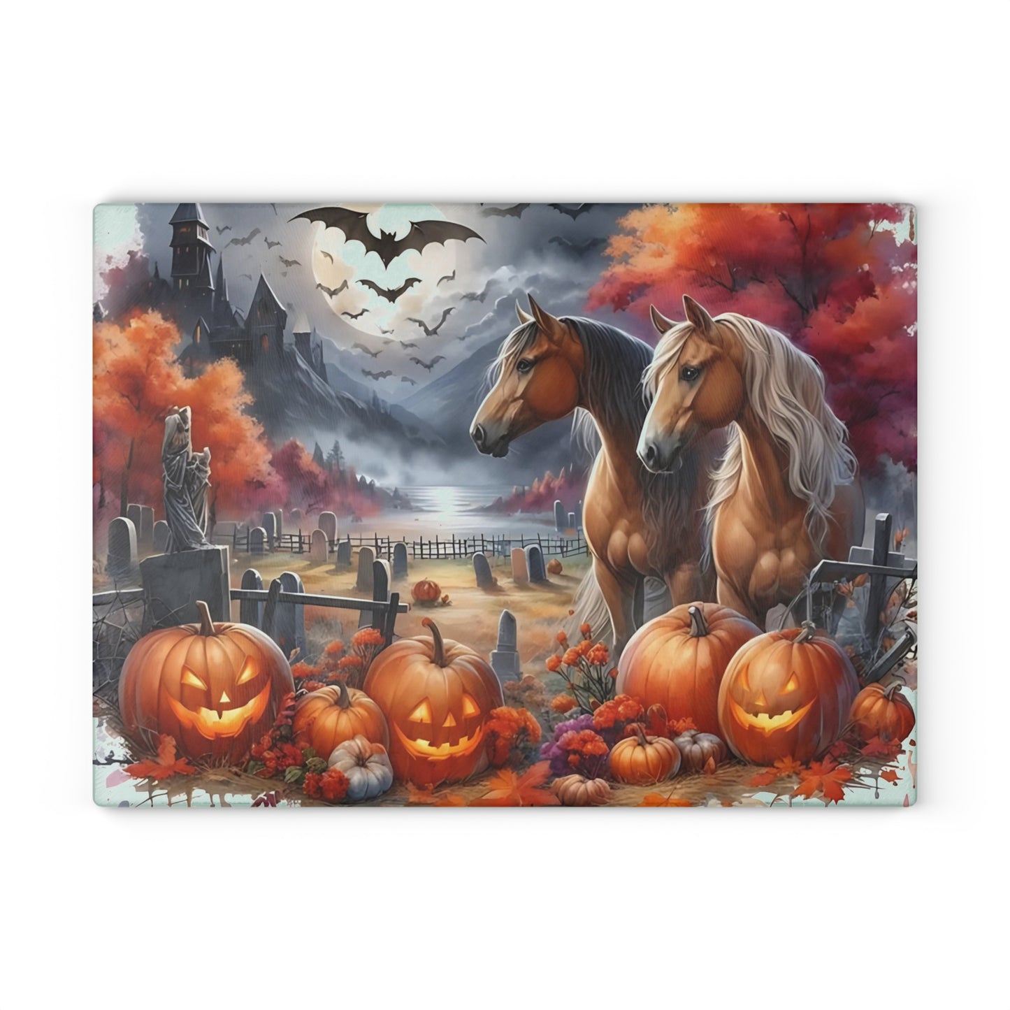 🎃 Haunted Harvest Horses Cutting Board – Spooky Elegance for Fall Entertaining