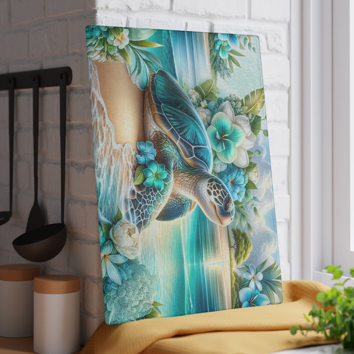 🐢 Tropical Sea Turtle Cutting Board – Coastal Tranquility for Your Kitchen