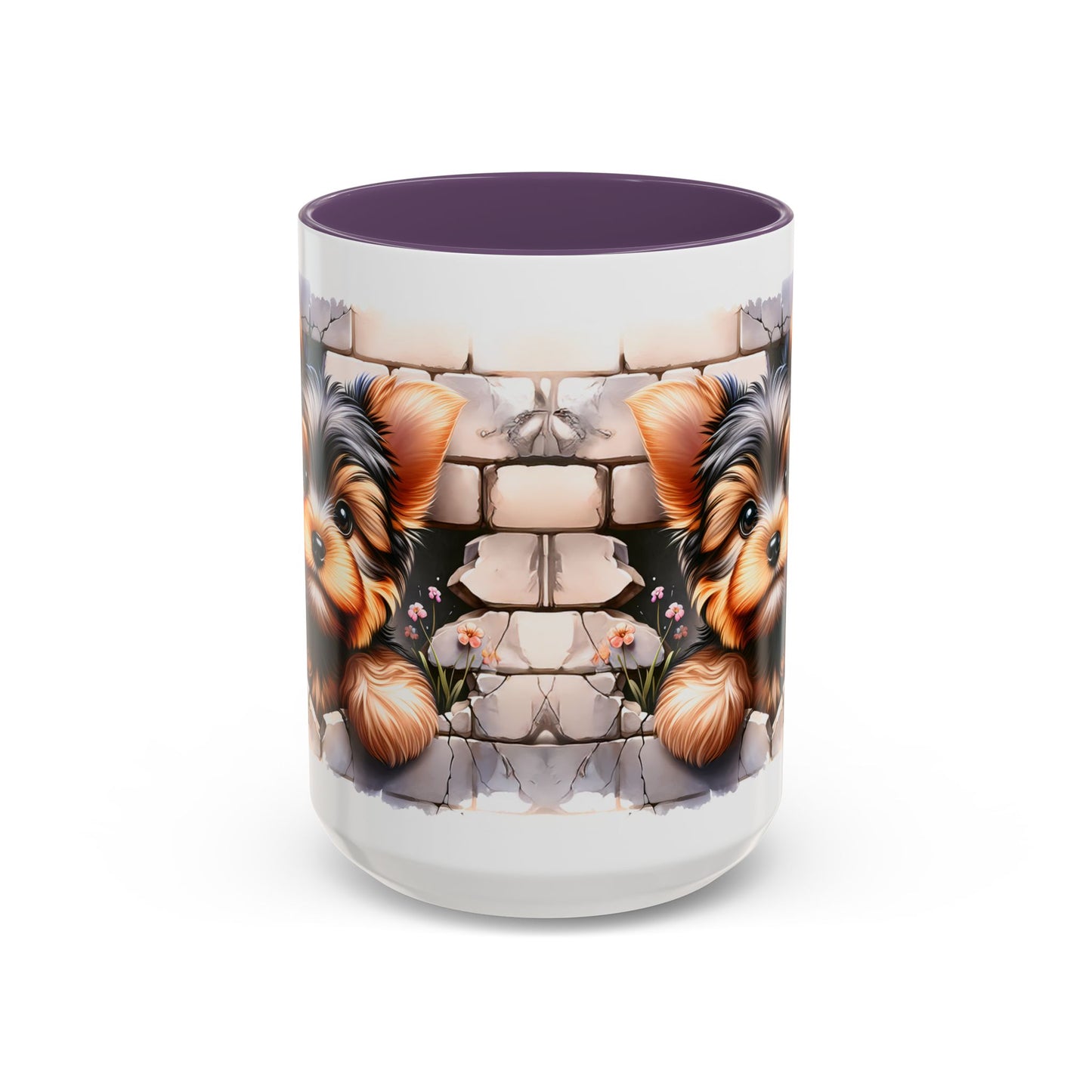 🎀🐶 Yorkie Puppy Accent Mug – Cute Peek-Through Dog Design for Animal Lovers ☕💖
