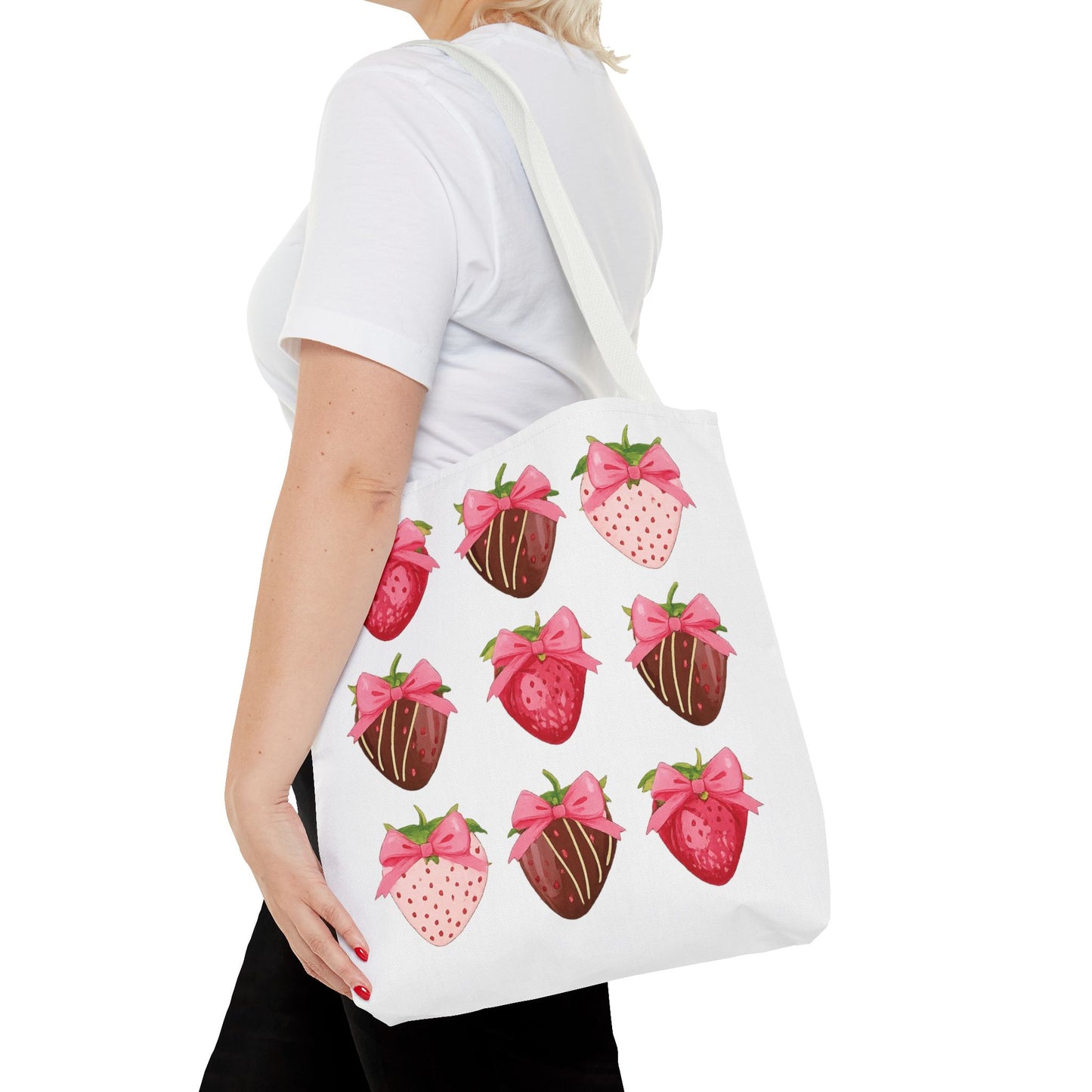 🍓 Chocolate-Covered Strawberry Tote Bag – Sweet, Stylish & Practical 🍫