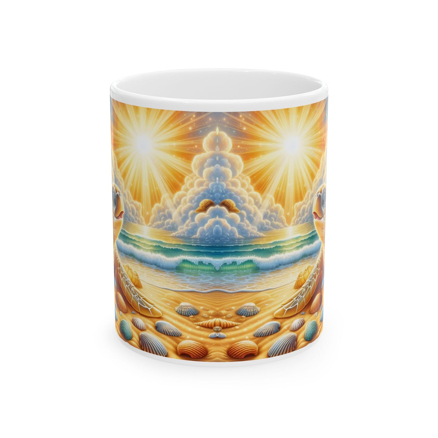 🌻🐢 Personalized Sunflower & Sea Turtle Mug – Coastal Sunshine Coffee Cup 🌊☕