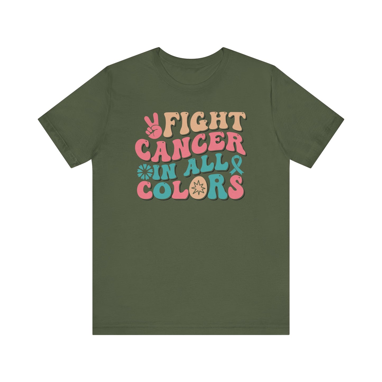 🌈✊ Fight Cancer in All Colors T-Shirt – Bold Retro Awareness Tee for Every Ribbon 🎗️