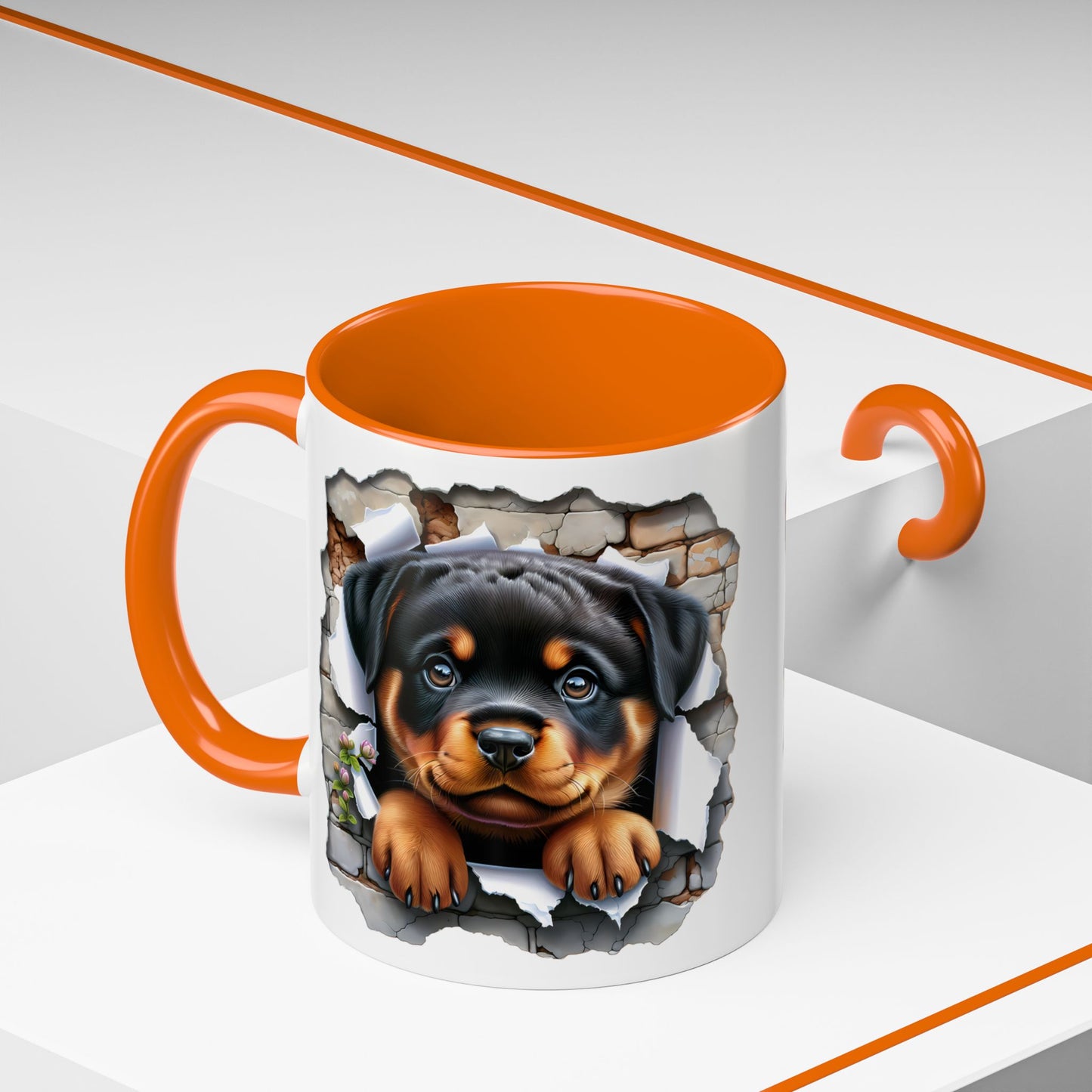 🐾☕ Rottweiler Puppy Accent Mug – Sweet Breakthrough Pup Design ✨