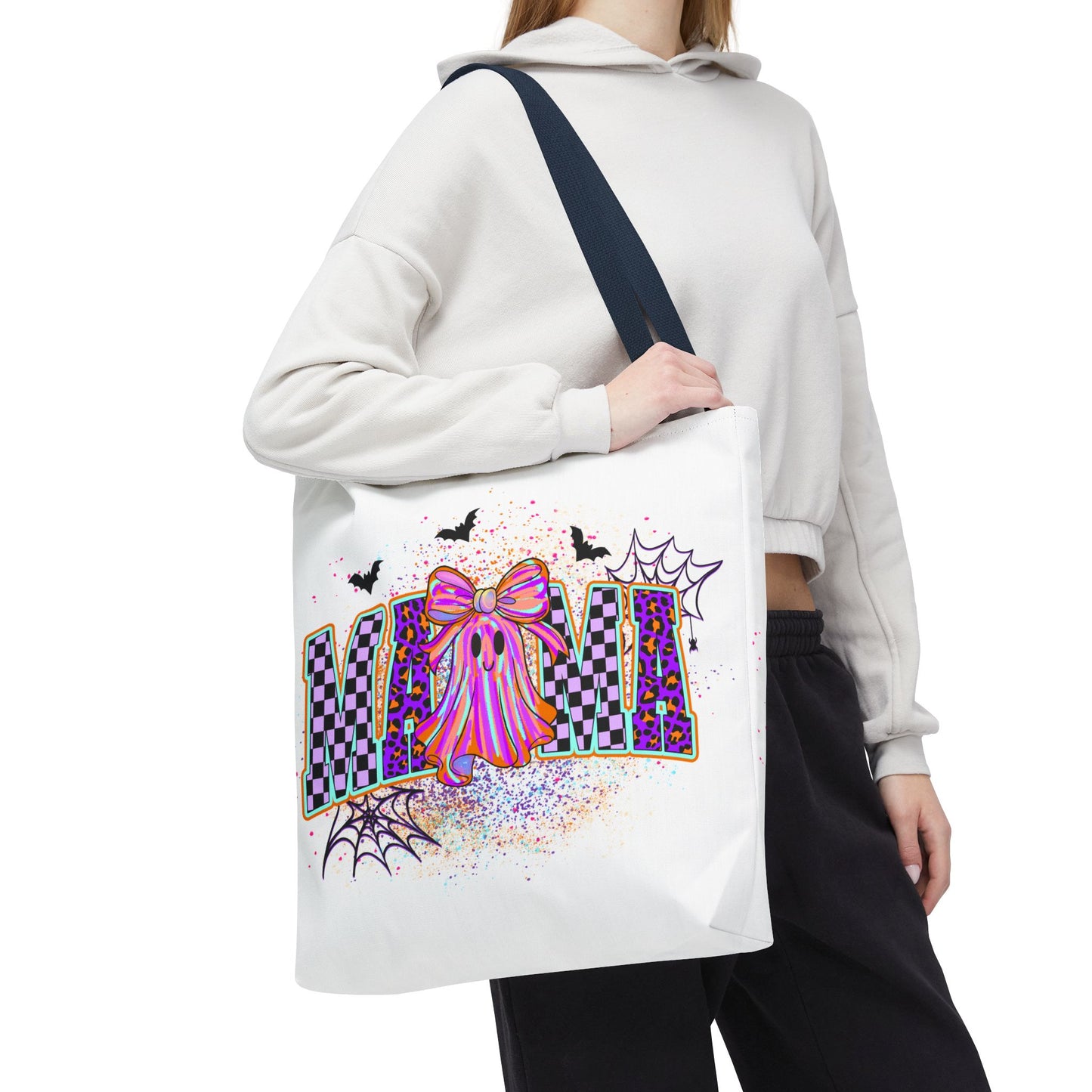 🎃 Colorful Mama Ghost Halloween Tote Bag – Spooky Fun with a Pop of Color 👻👜