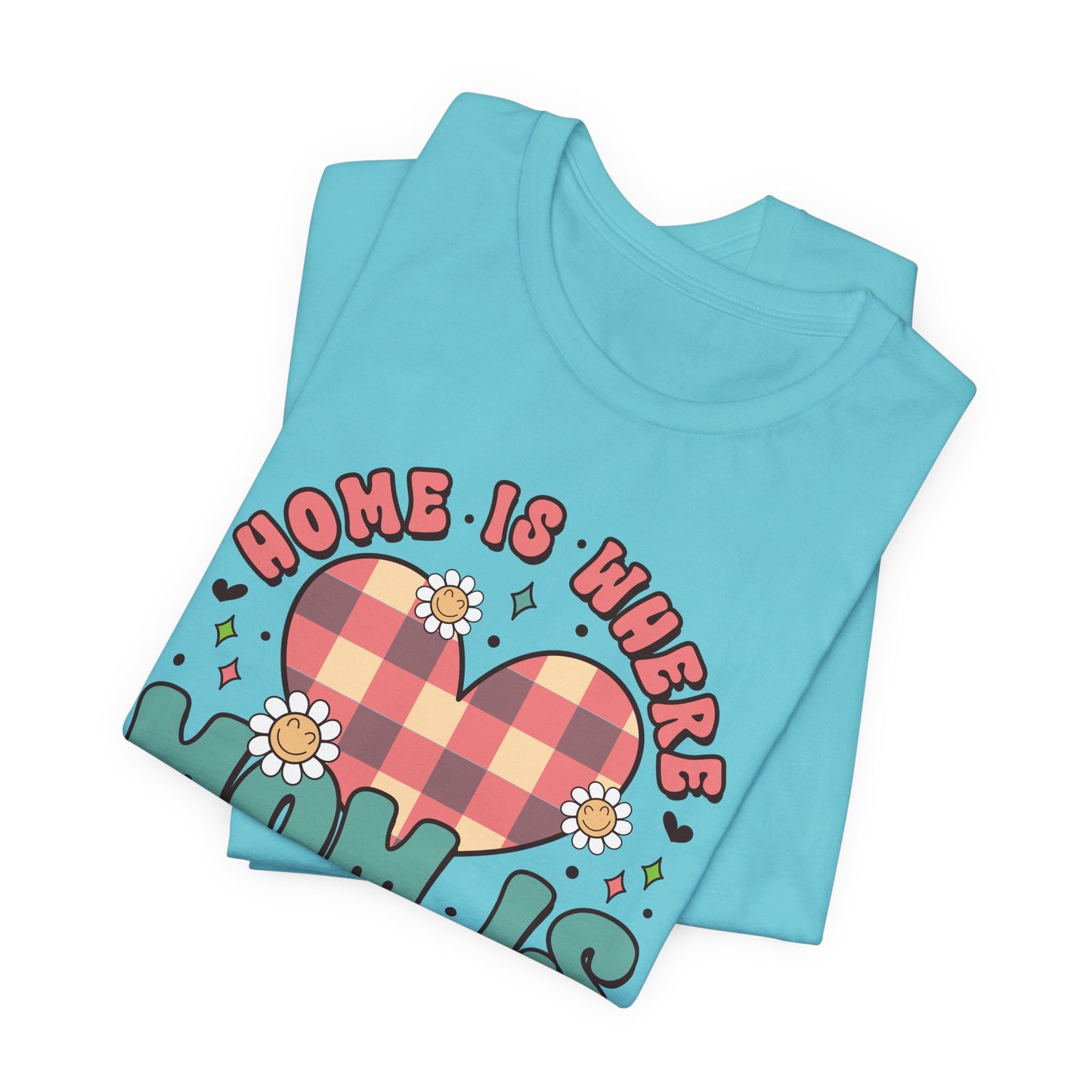 💐 Home Is Where Mom Is – Heart & Daisy Mom T-Shirt 🌸