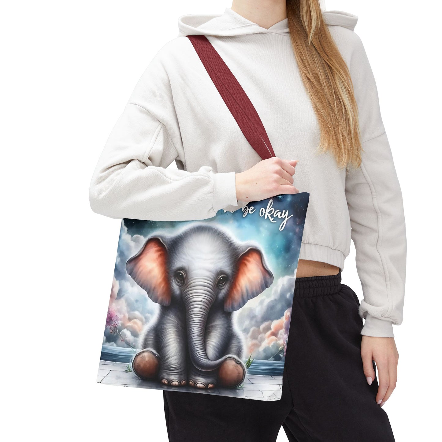 Bolsa de mano con elefante “Está bien no estar bien”: un suave recordatorio con un diseño delicado y caprichoso.