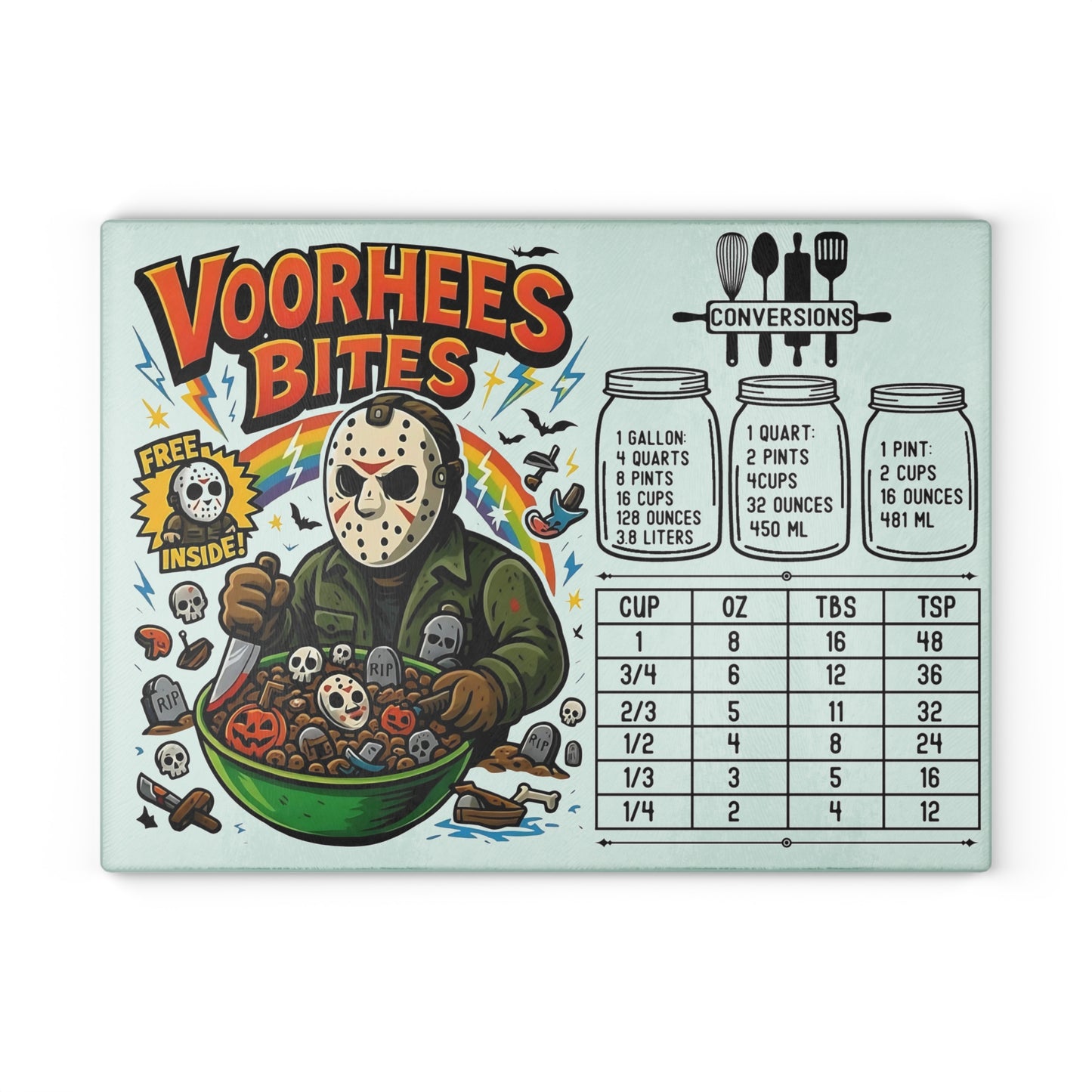 🔪 Voorhees Bites Cutting Board – Killer Crunch with a Side of Chaos 🩸🥣