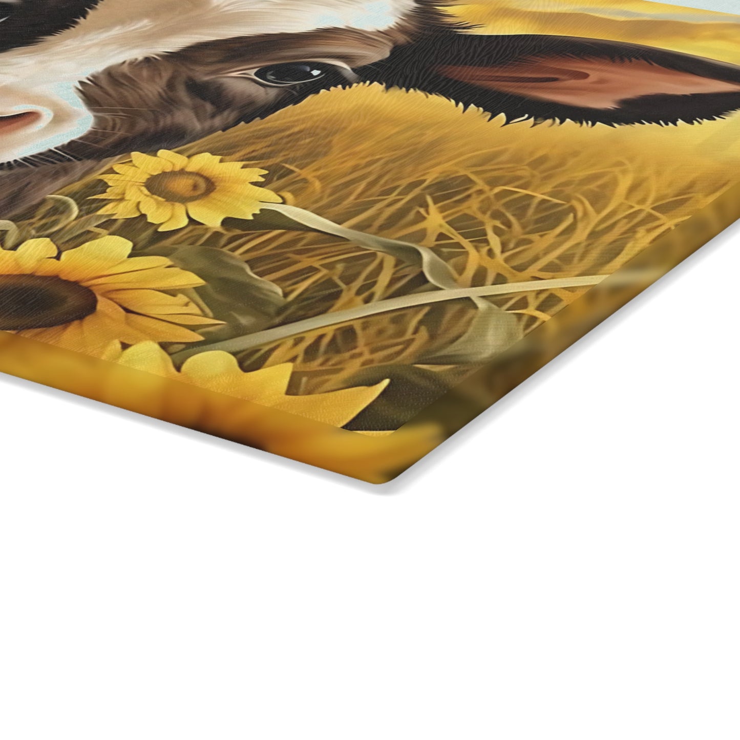 🐮🌻 Sunflower Calf Cutting Board – Rustic Farmhouse Beauty for Your Kitchen 🌾☀️