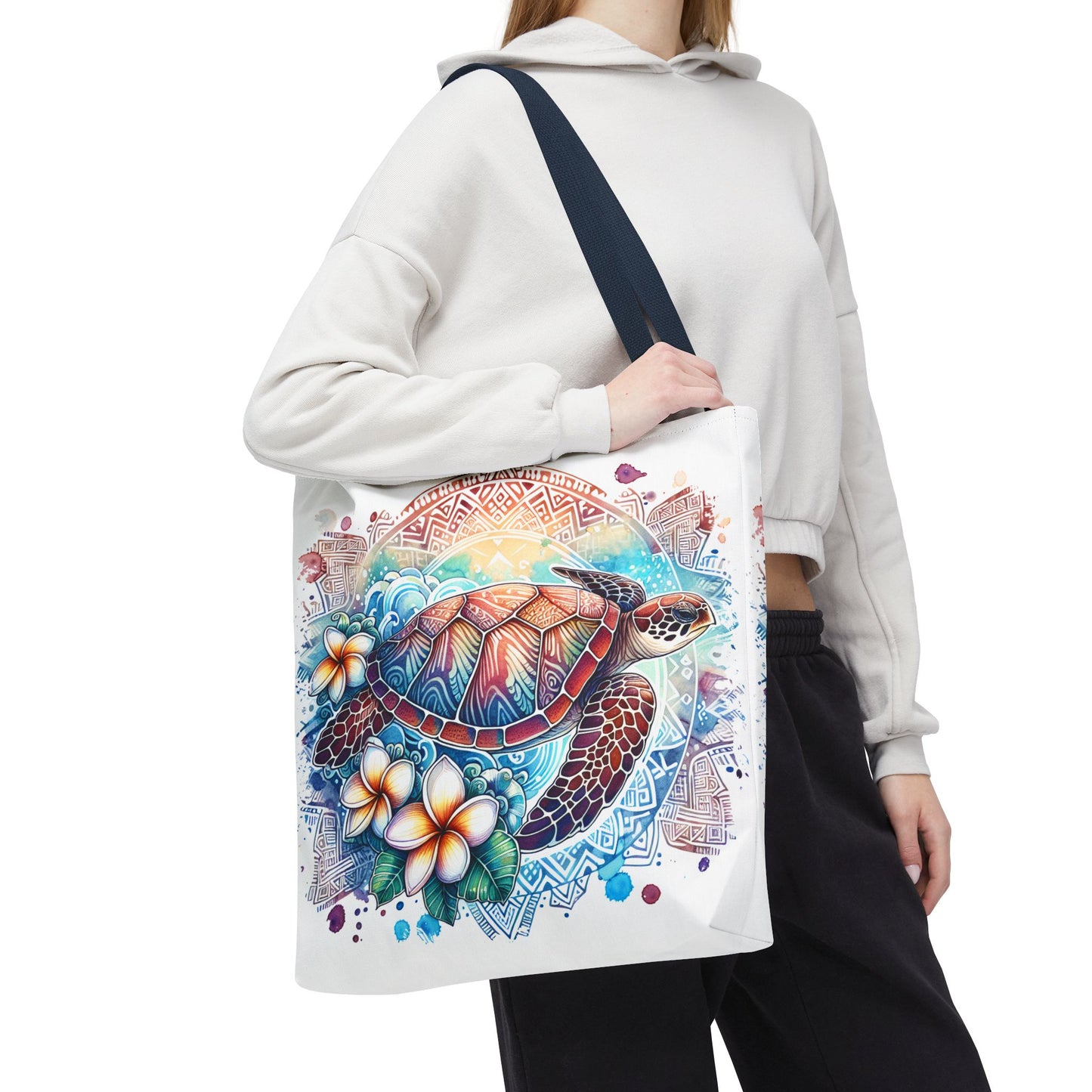 🐢 Vibrant Tribal Sea Turtle Tote Bag – Ocean Beauty Meets Island Vibes 🌊👜