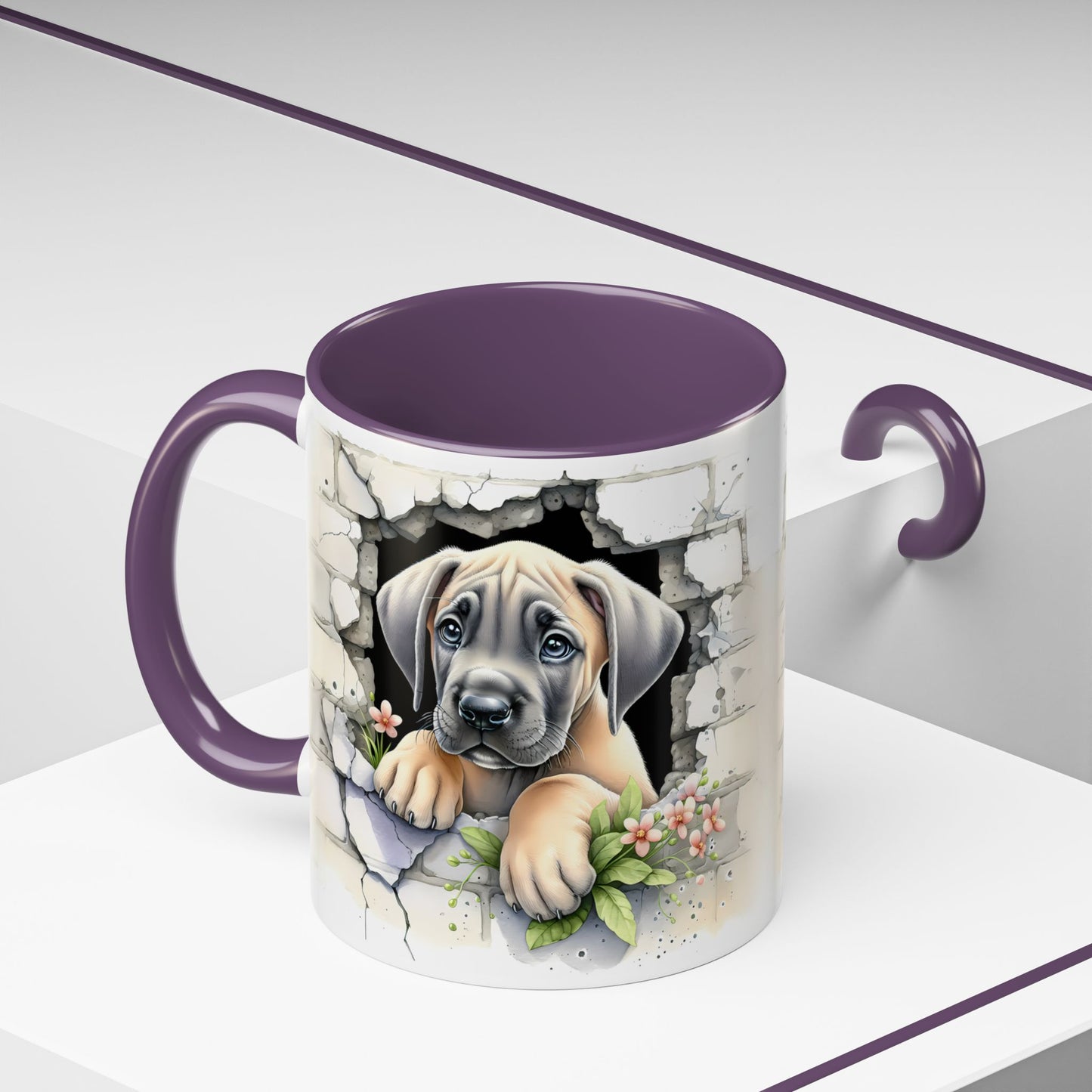 🐾 Great Dane Puppy Accent Mug – Sweet Peek-Through Puppy Design ☕💛