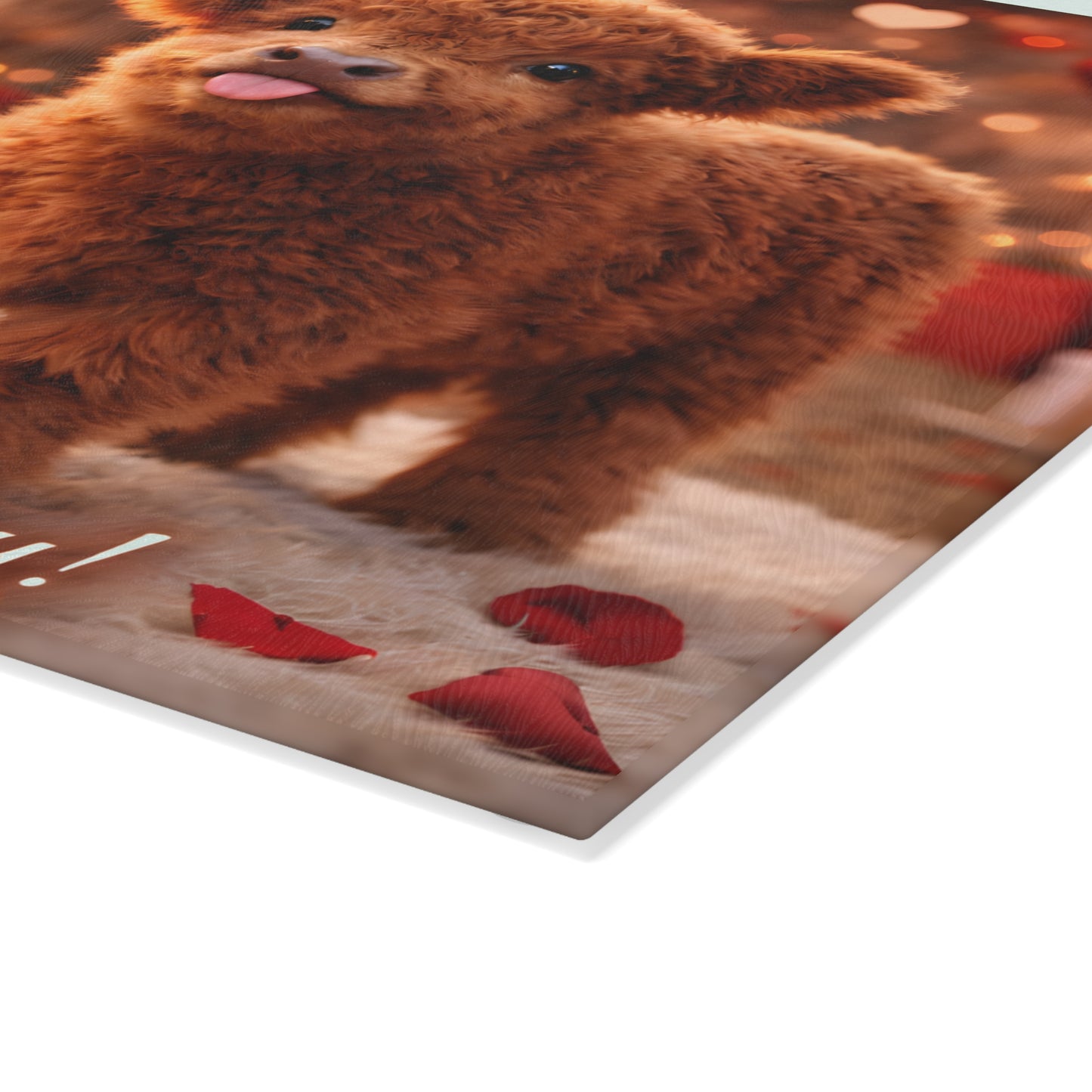 Valentine Highland Calf Glass Cutting Board – Sweet Farmhouse Love Scene Kitchen Accent