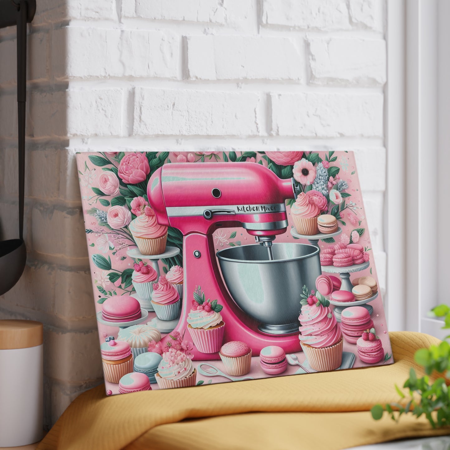 🌸💖 Pink Kitchen Mixer Cutting Board – Whimsical Baking Charm for Your Kitchen 🍰✨