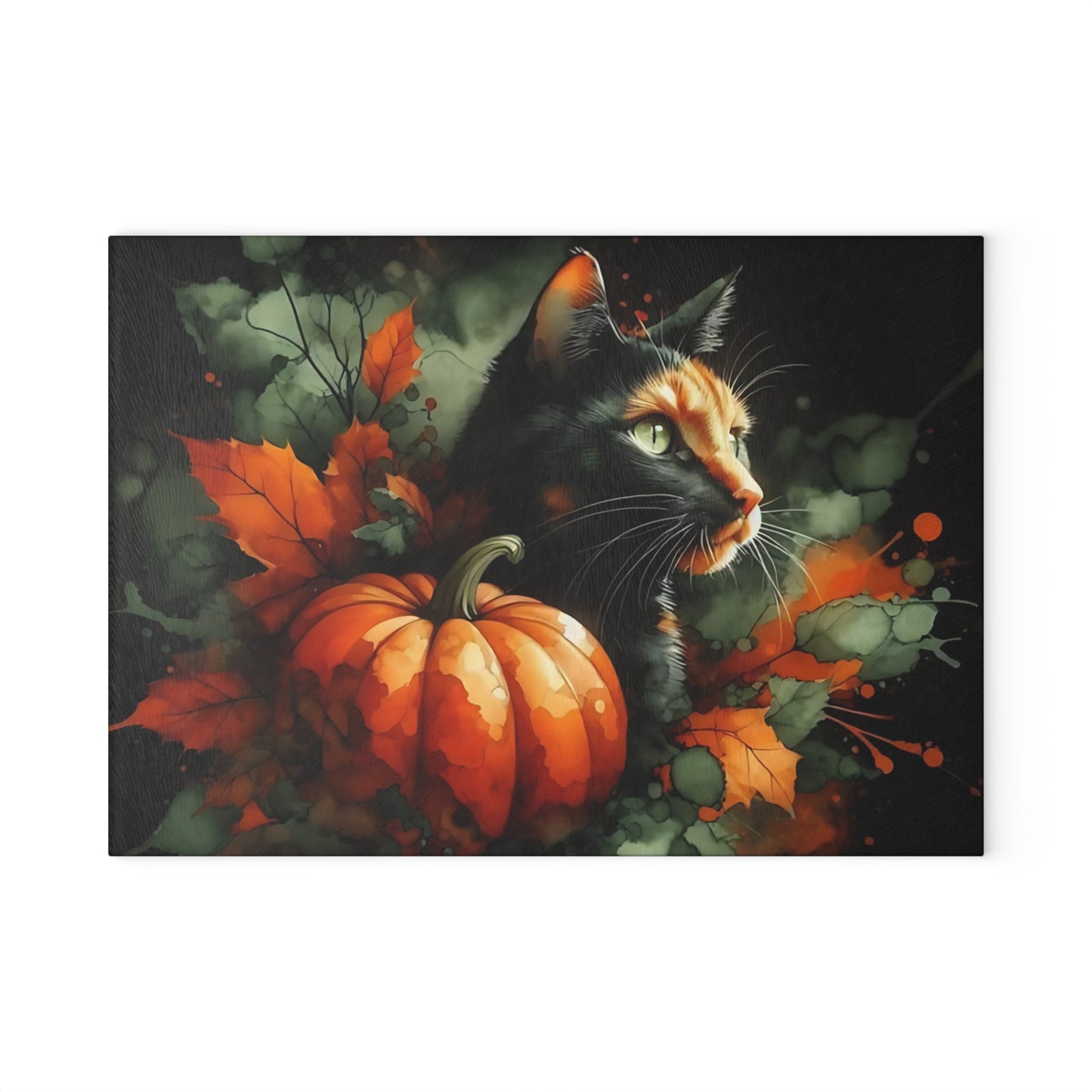 🖤🎃 Spooky Black Cat & Pumpkin Cutting Board – Elegant Halloween Charm 🎃🖤
