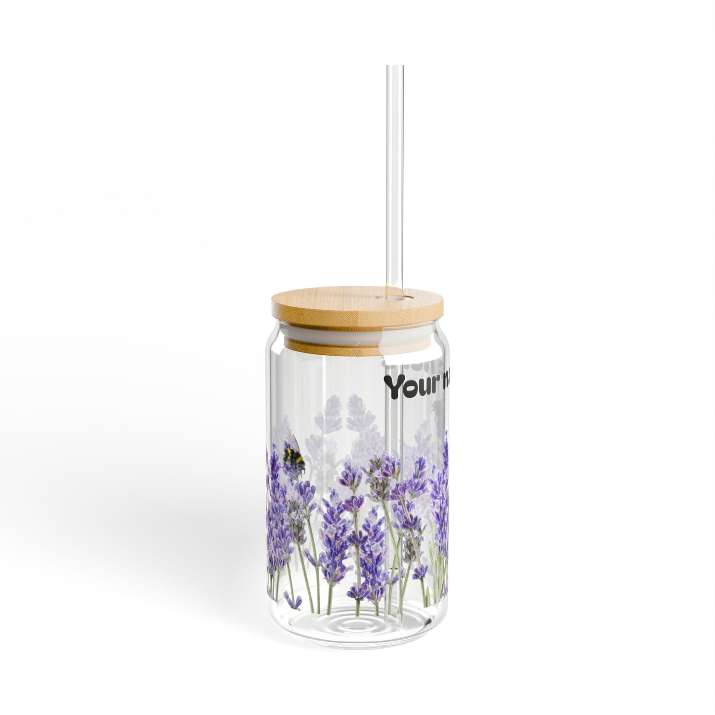 💜🐝 Personalized Lavender Sipper Glass – Buzzing with Bloom & Charm 🌿
