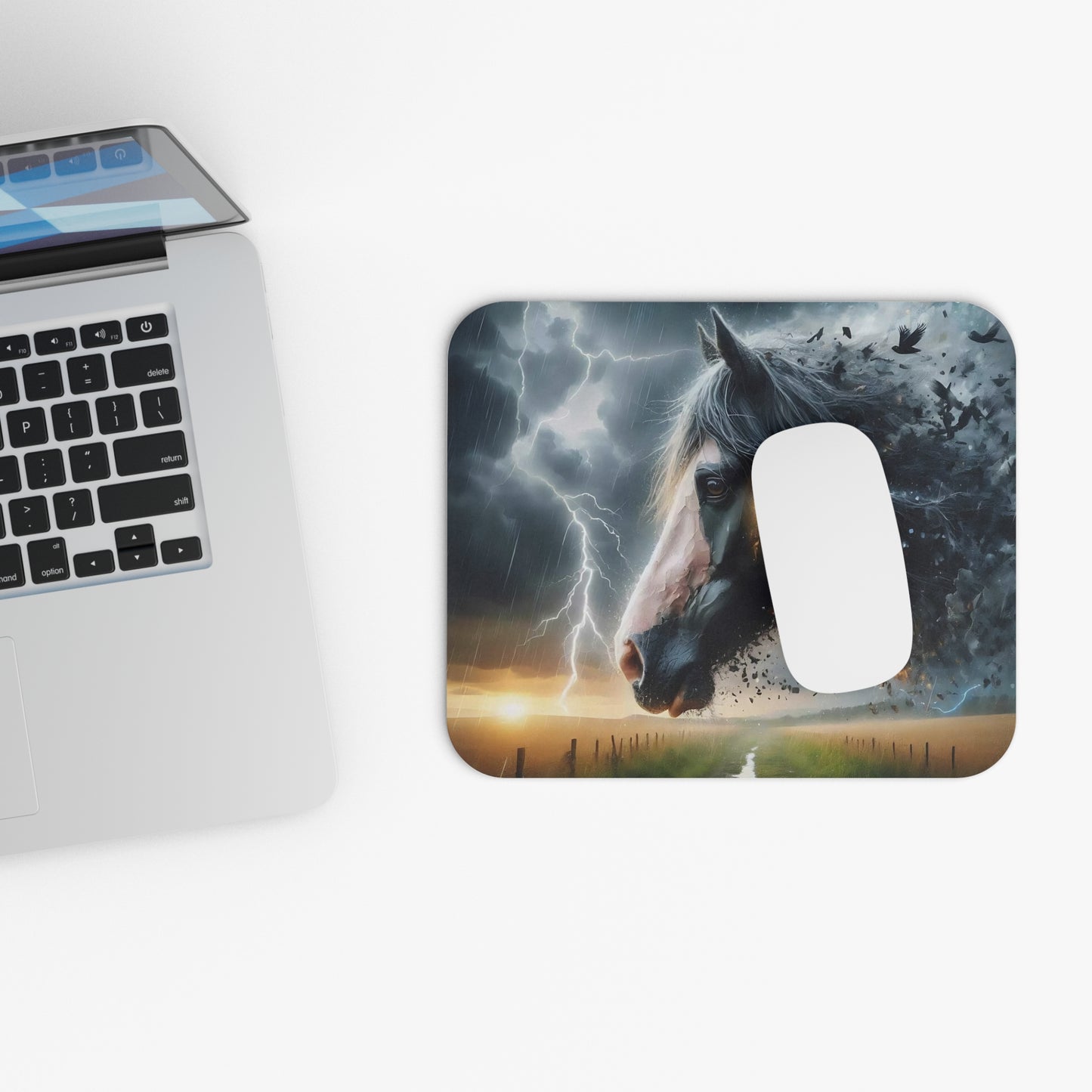 🖱️⛈️🐎 Storm Horse Mouse Pad – Lightning Sky & Dramatic Motion Art