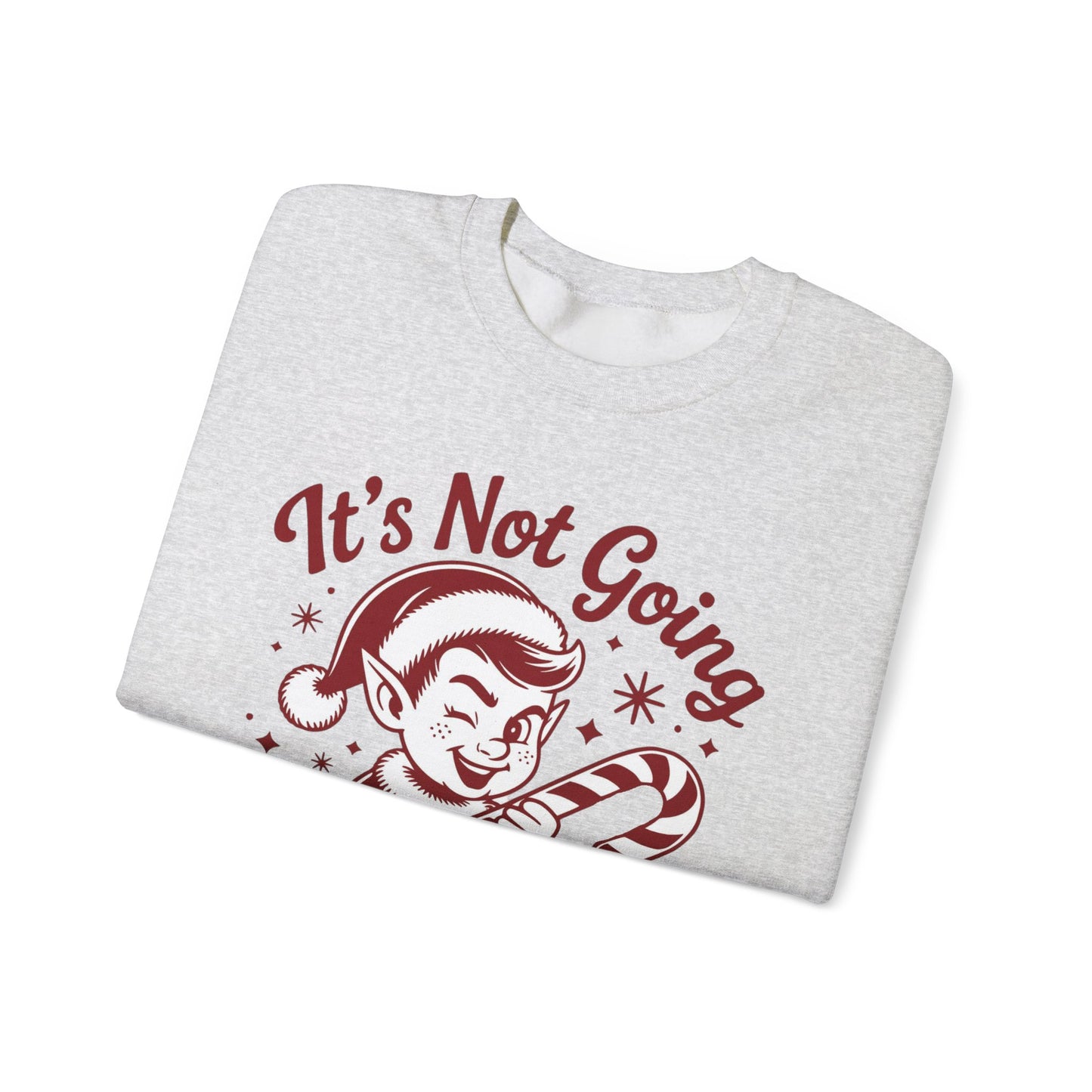 🍭😅 “It’s Not Going To Lick Itself” Men’s Funny Elf Sweatshirt – Bold Candy Cane Humor Crewneck
