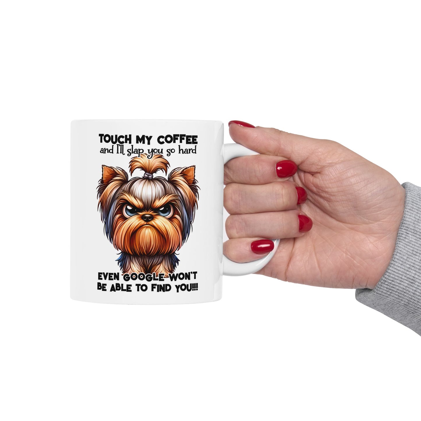 Taza de Yorkshire Terrier Gruñón: “Toca mi café y te daré una bofetada…” 💥