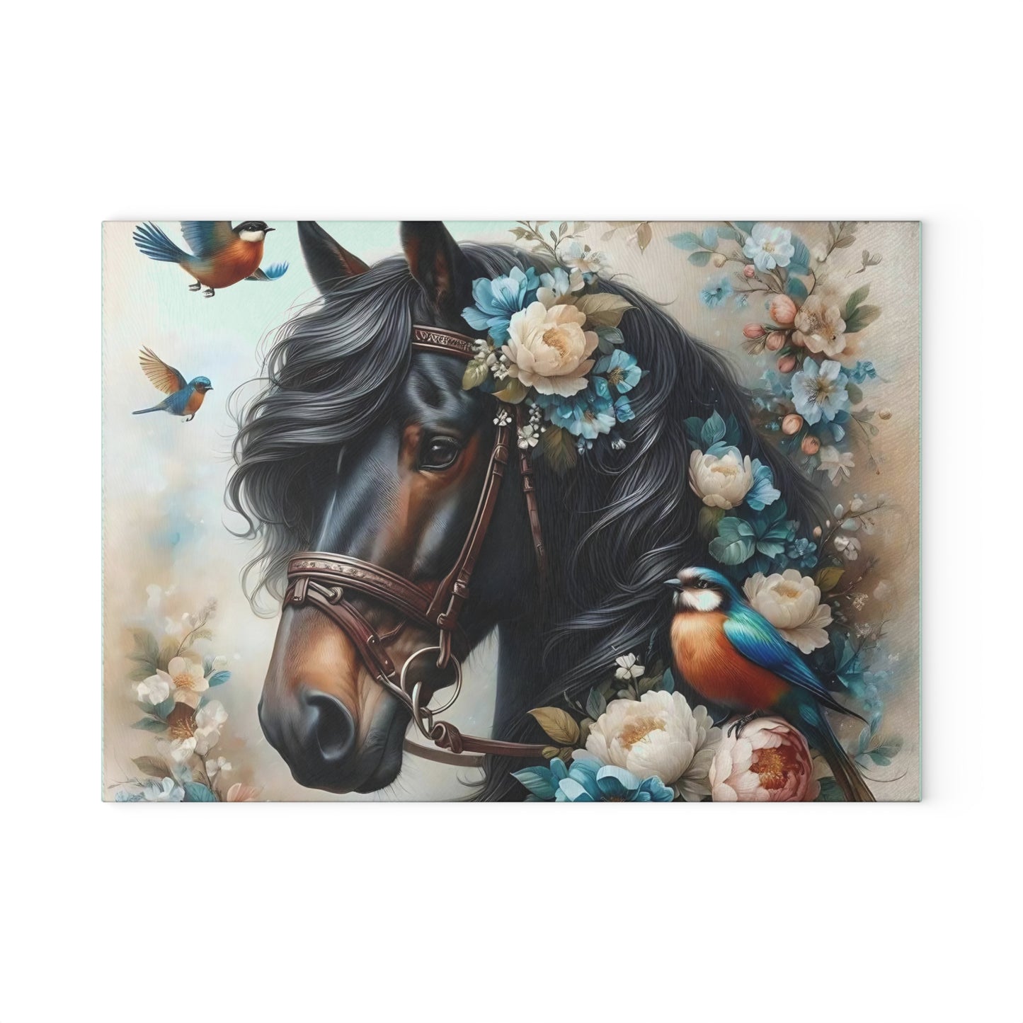 Hermosa tabla de cortar de caballo, tabla de cortar de vidrio templado, tabla de charcutería, tabla de cortar, regalo de inauguración de la casa, tabla de cortar personalizada