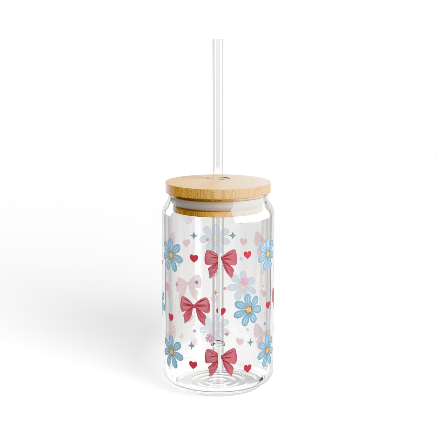🌸🎀 Bows & Blossoms Sipper Glass – Sweet 16oz Sips with a Touch of Whimsy 🍹