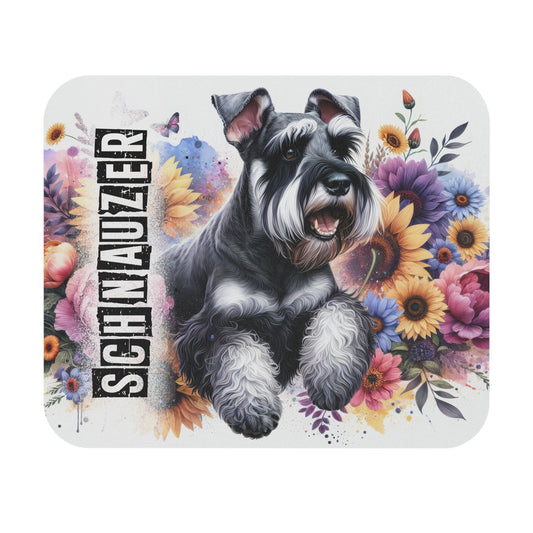 🖱️🐶🌻 Schnauzer Mouse Pad – Floral Sunshine Desk Art