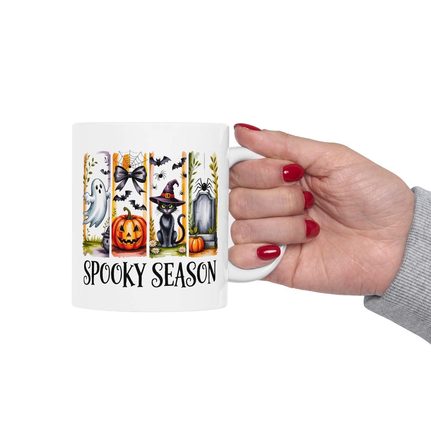 🎃 Spooky Season Mug – Cute Halloween Cat, Ghosts & Pumpkins 👻