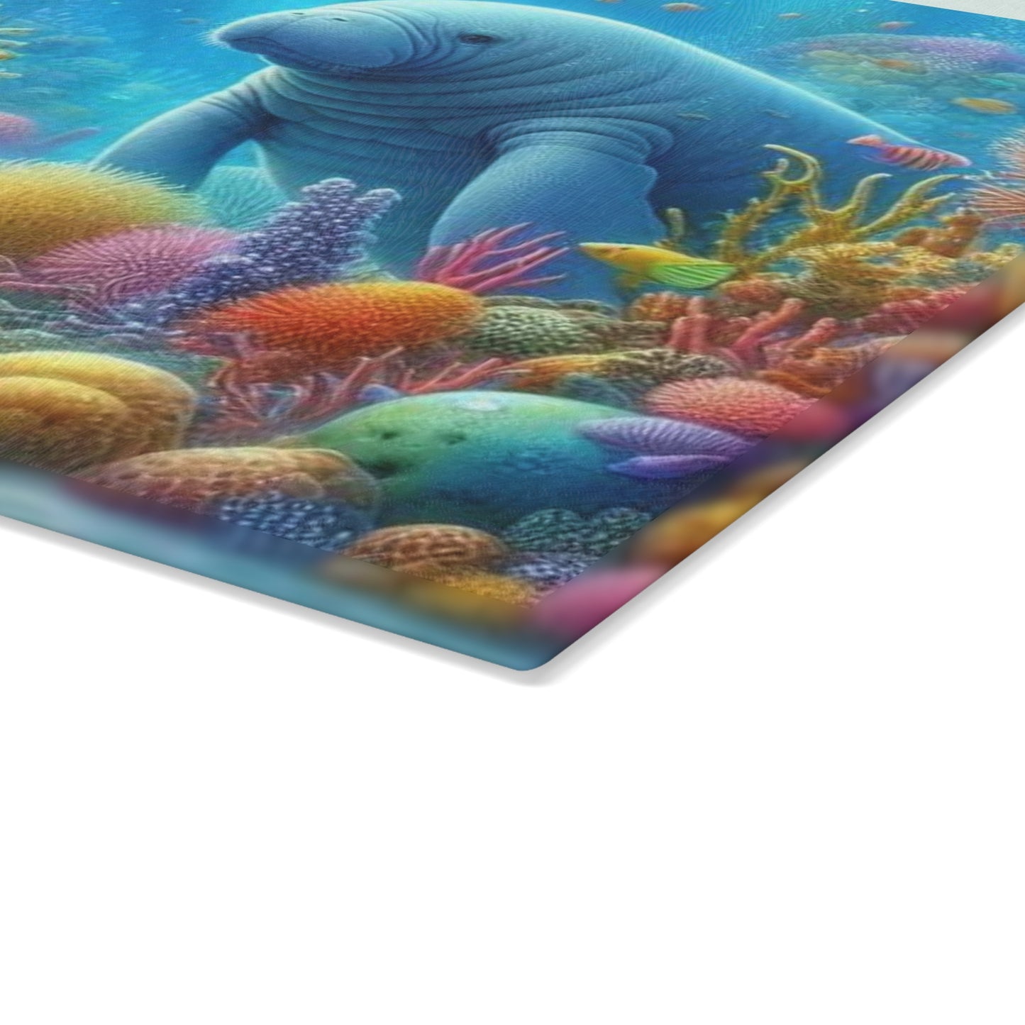 Manatee Cutting Board Textured Glass Florida Spring Kitchen Decor Coastal Home Gift Beach Housewarming Manatee Lover Sea Life Art Nautical