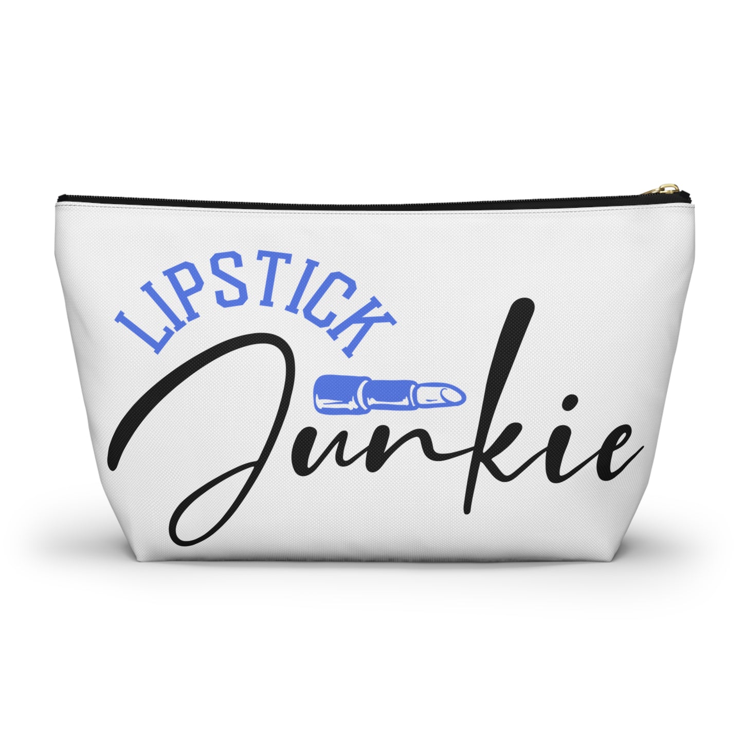 Accessory Pouch – "Lipstick Junkie" Blue Makeup Bag