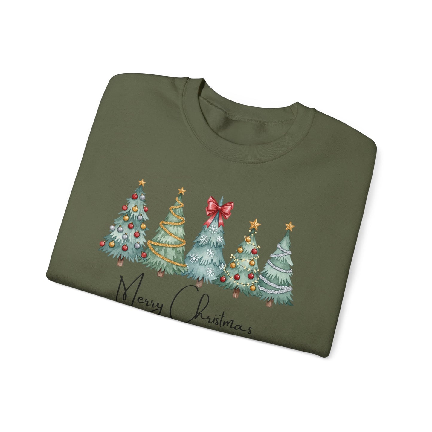 🎄✨ Merry Christmas Trees Sweatshirt – Bold Patterns & Festive Cheer