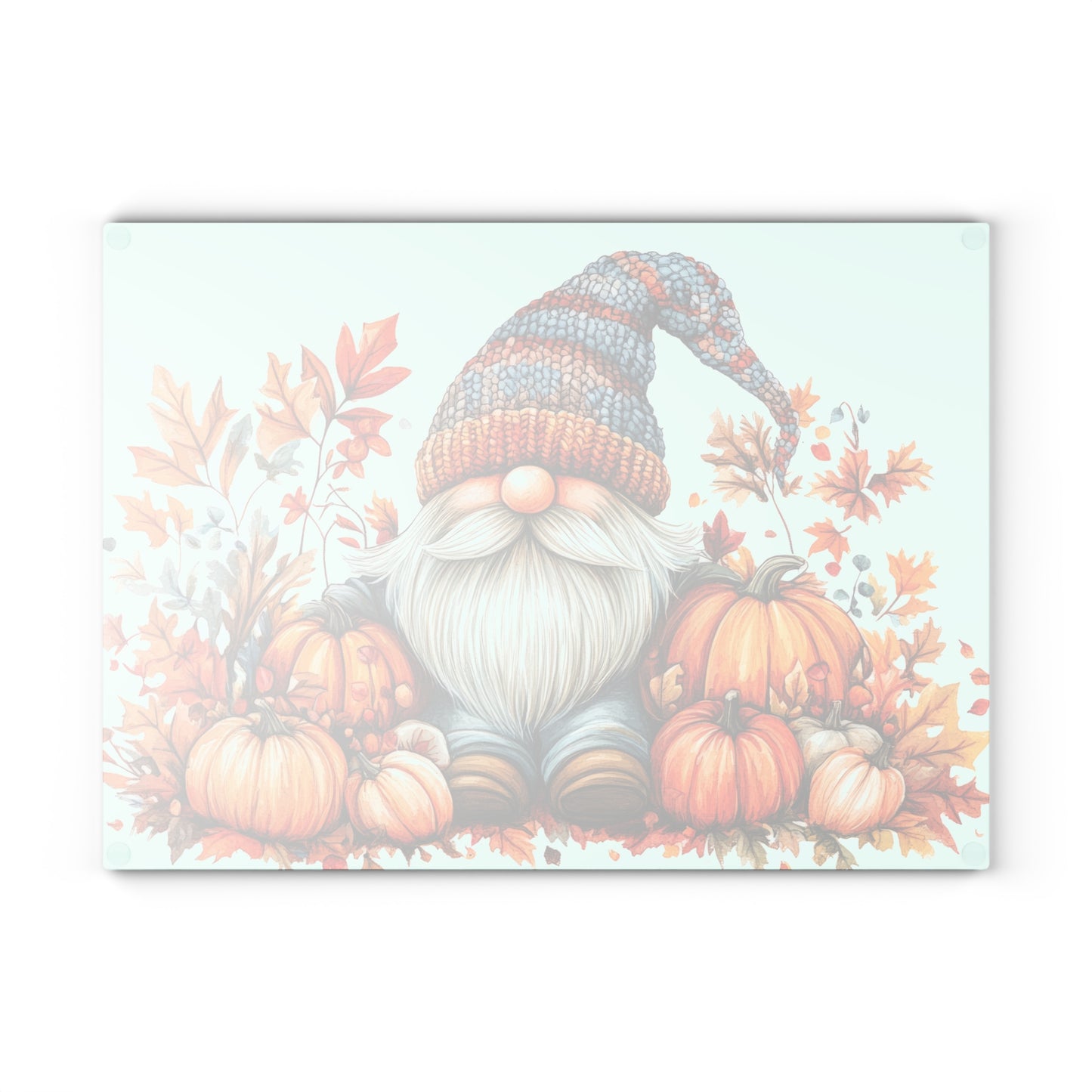 Tabla de cortar con gnomos otoñales y calabazas: un acogedor toque otoñal para tu cocina