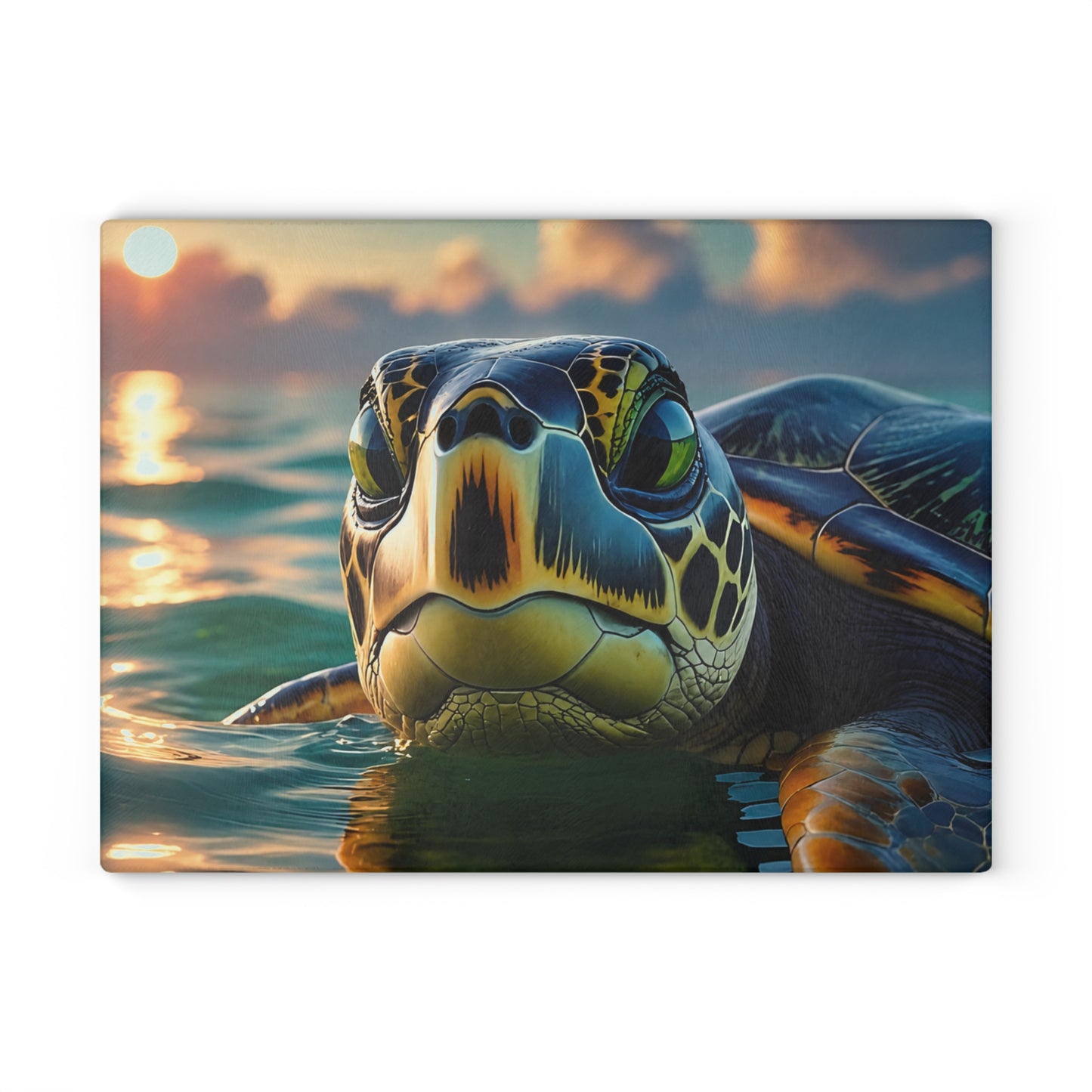 Sea Turtle Glass Cutting Board | Coastal Ocean Vibes Kitchen Decor