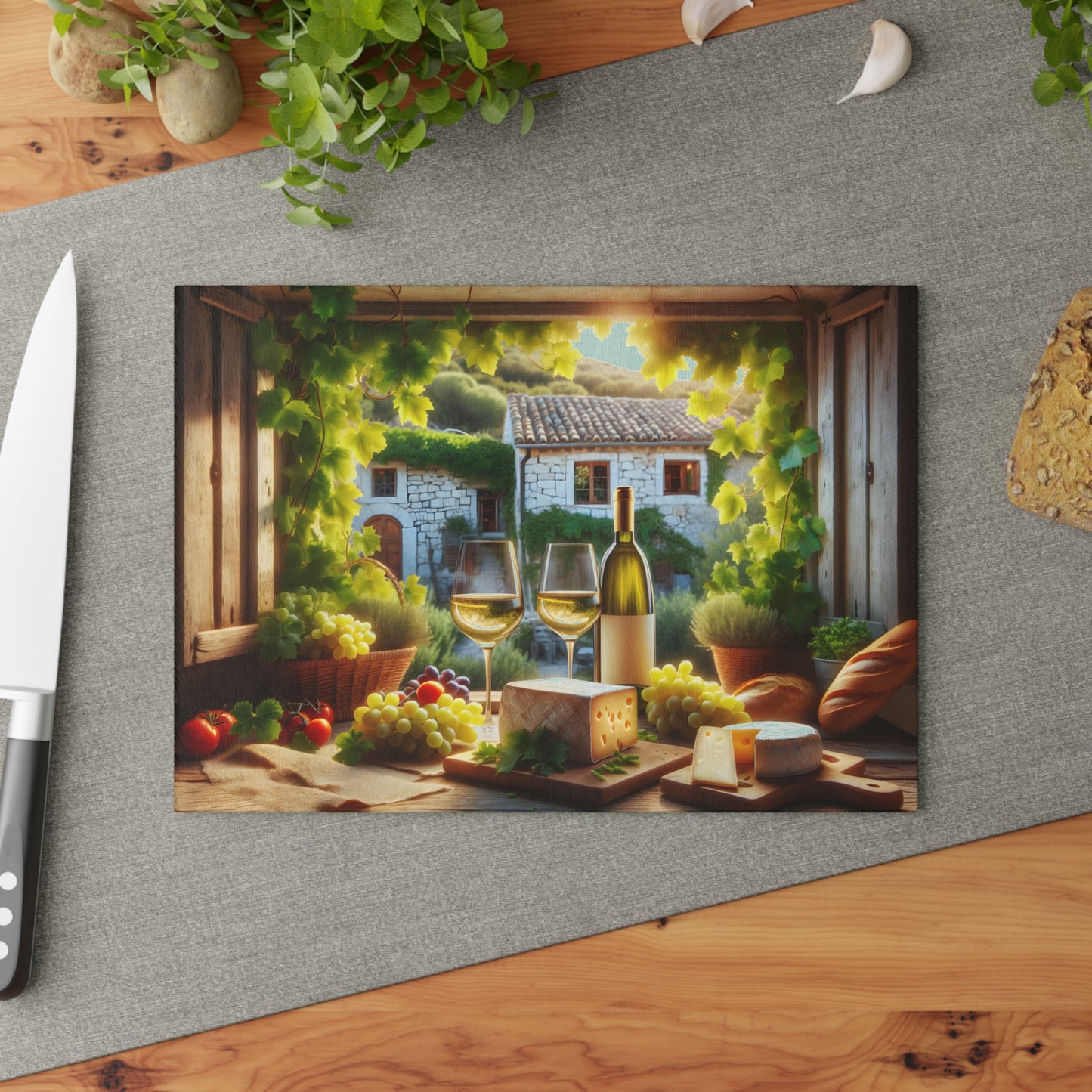 Tabla de cortar con ventana para vinos y quesos toscanos: un sabor de Italia para tu cocina
