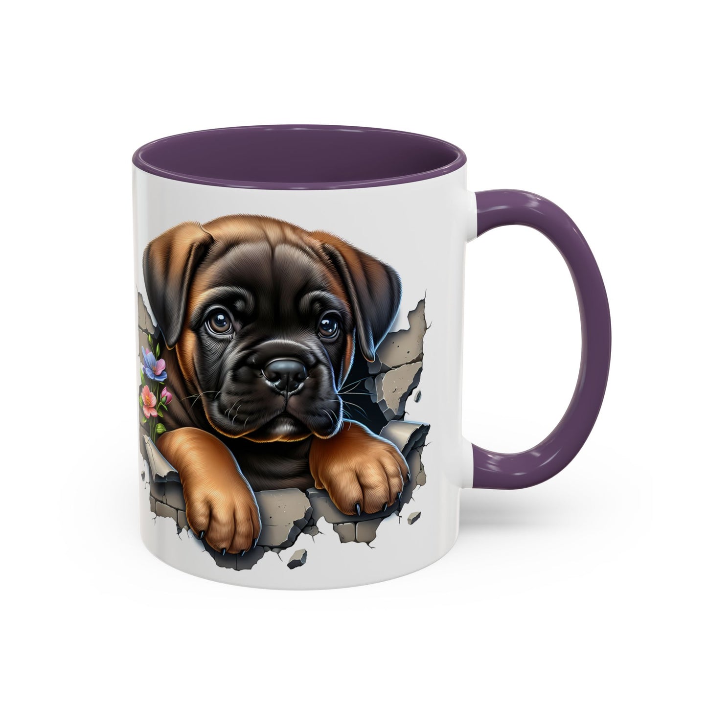 🧡 Boxer Puppy Accent Mug – Adorable Peek-Through Cup for Dog Lovers