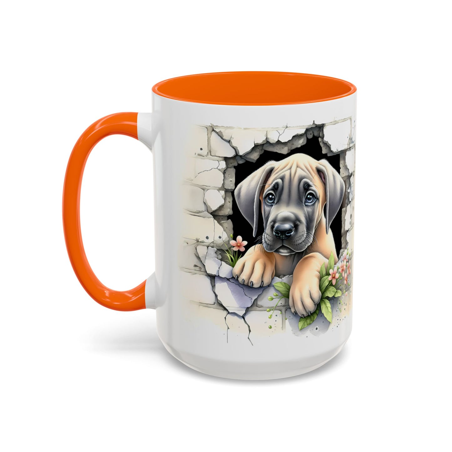 🐾 Great Dane Puppy Accent Mug – Sweet Peek-Through Puppy Design ☕💛