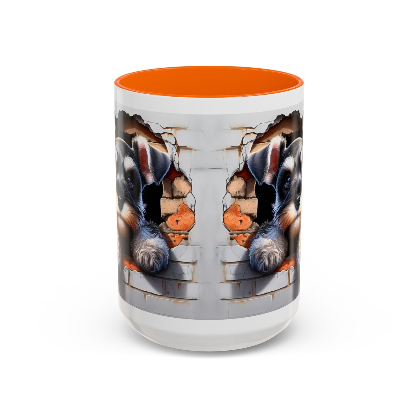 🎀🐶 Schnauzer Puppy Accent Mug – Cute Peek-Through Dog Design for Animal Lovers ☕💖