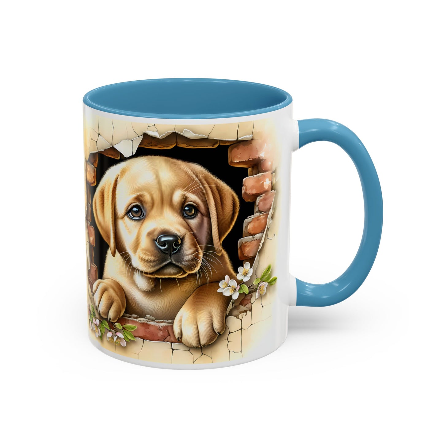 🐶☕ Labrador Puppy Peek Accent Mug – Sweet Yellow Lab Lover Gift ✨💛