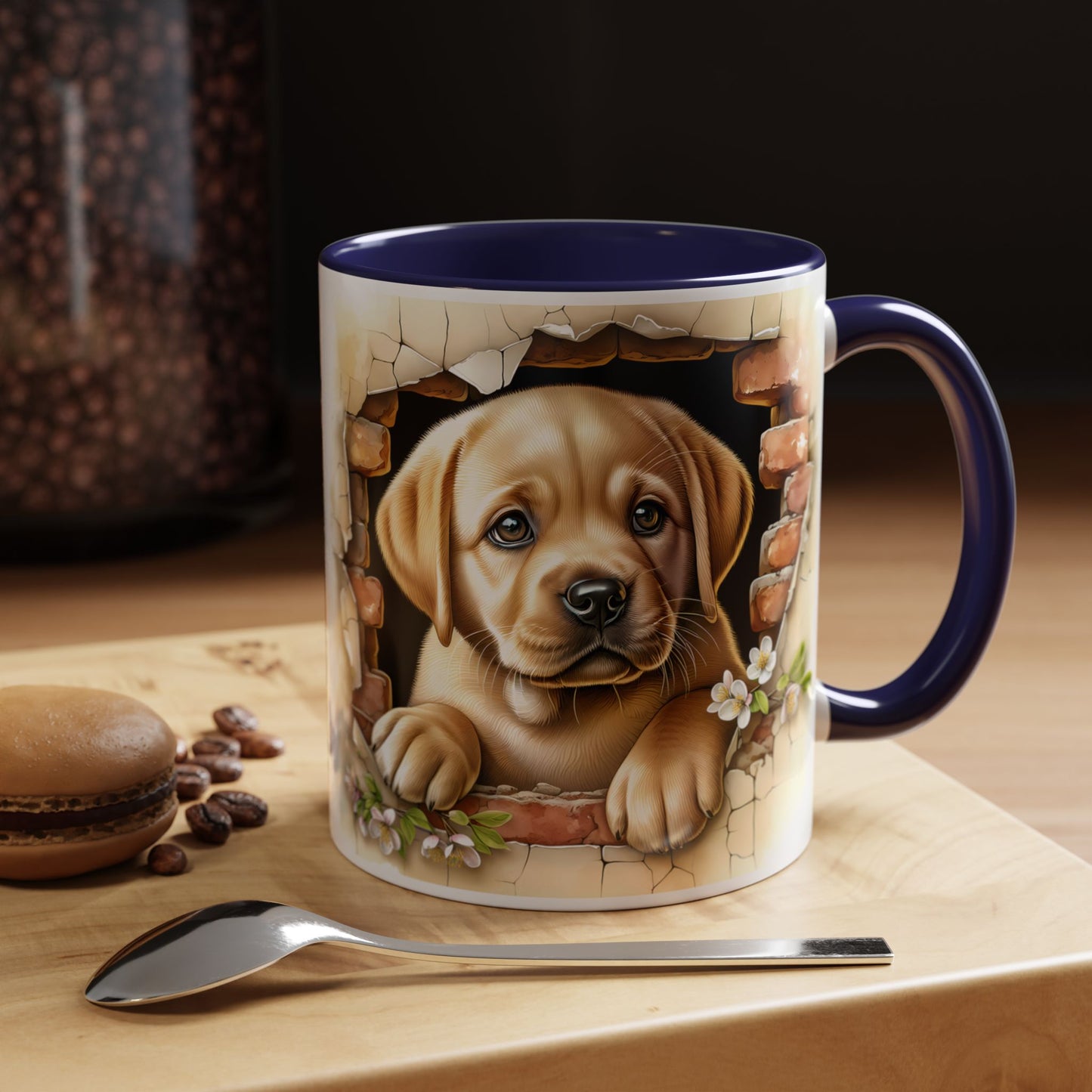 🐶☕ Labrador Puppy Peek Accent Mug – Sweet Yellow Lab Lover Gift ✨💛