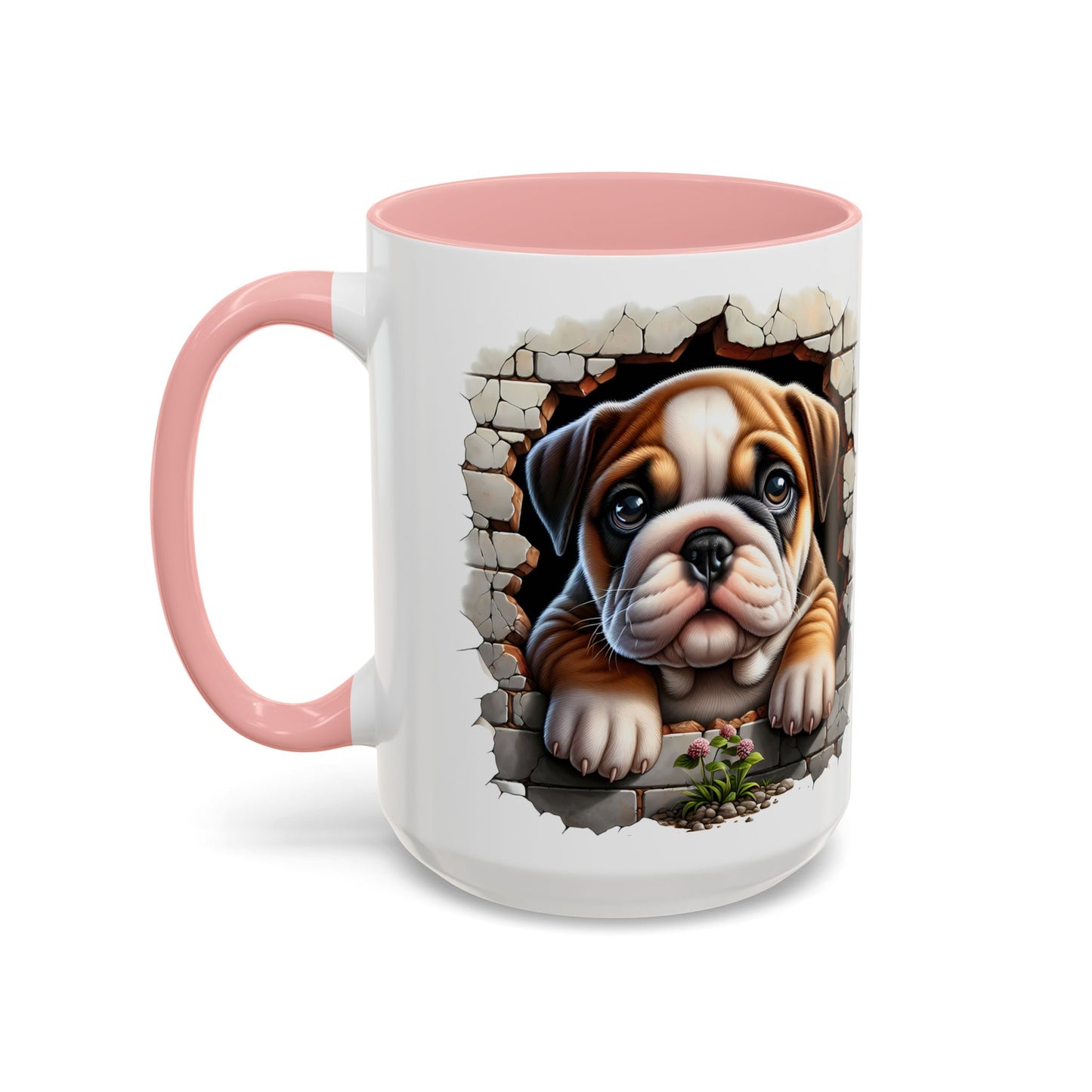 🎀🐶 English Bulldog Puppy Accent Mug – Cute Peek-Through Dog Design for Animal Lovers ☕💖