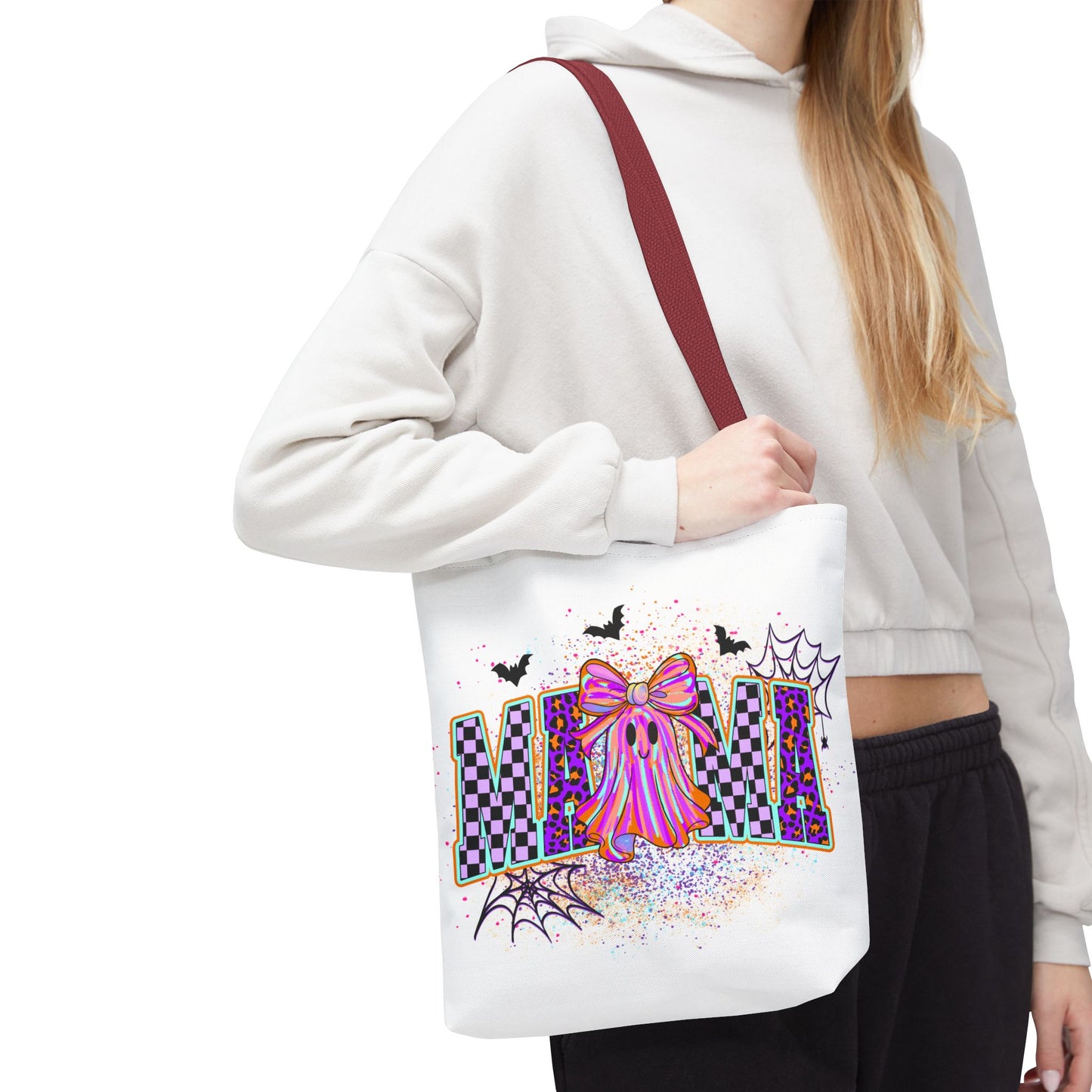 🎃 Colorful Mama Ghost Halloween Tote Bag – Spooky Fun with a Pop of Color 👻👜