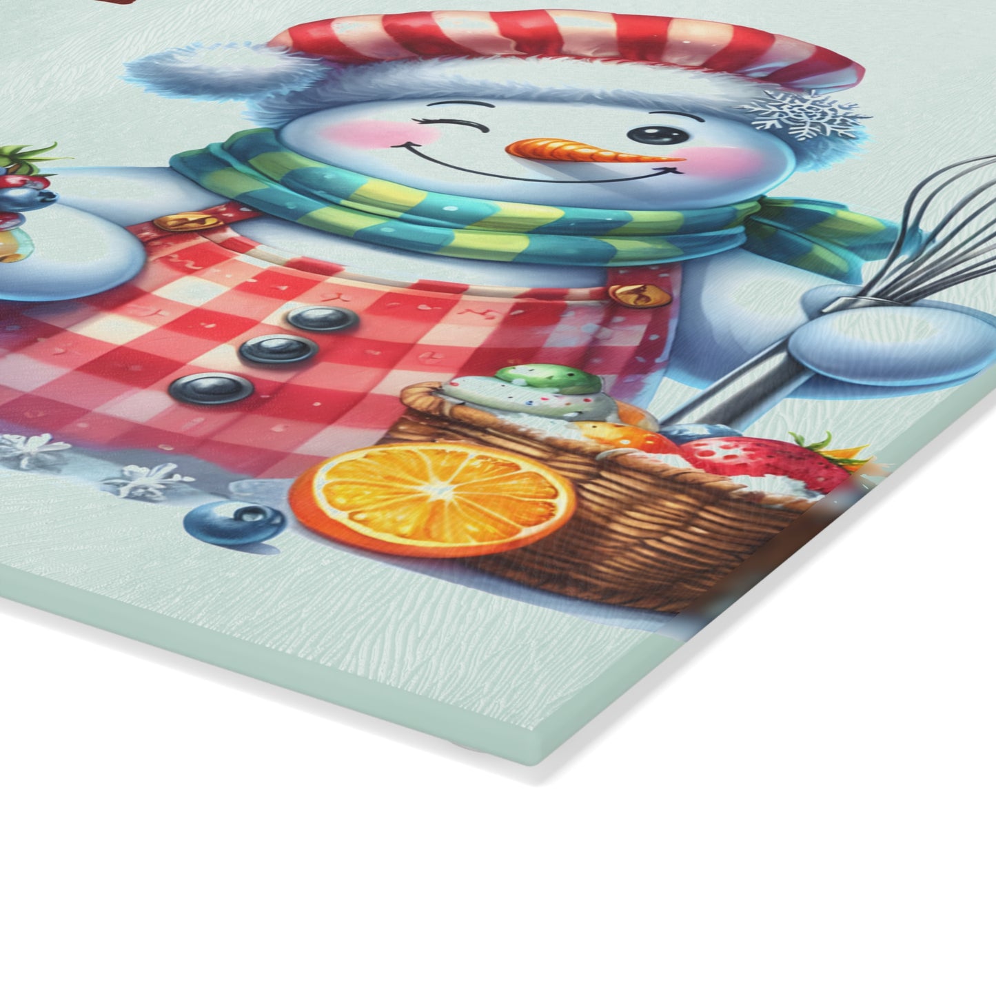 Tabla de cortar con diseño de muñeco de nieve para la cocina: un encanto festivo y escarchado para los reposteros navideños