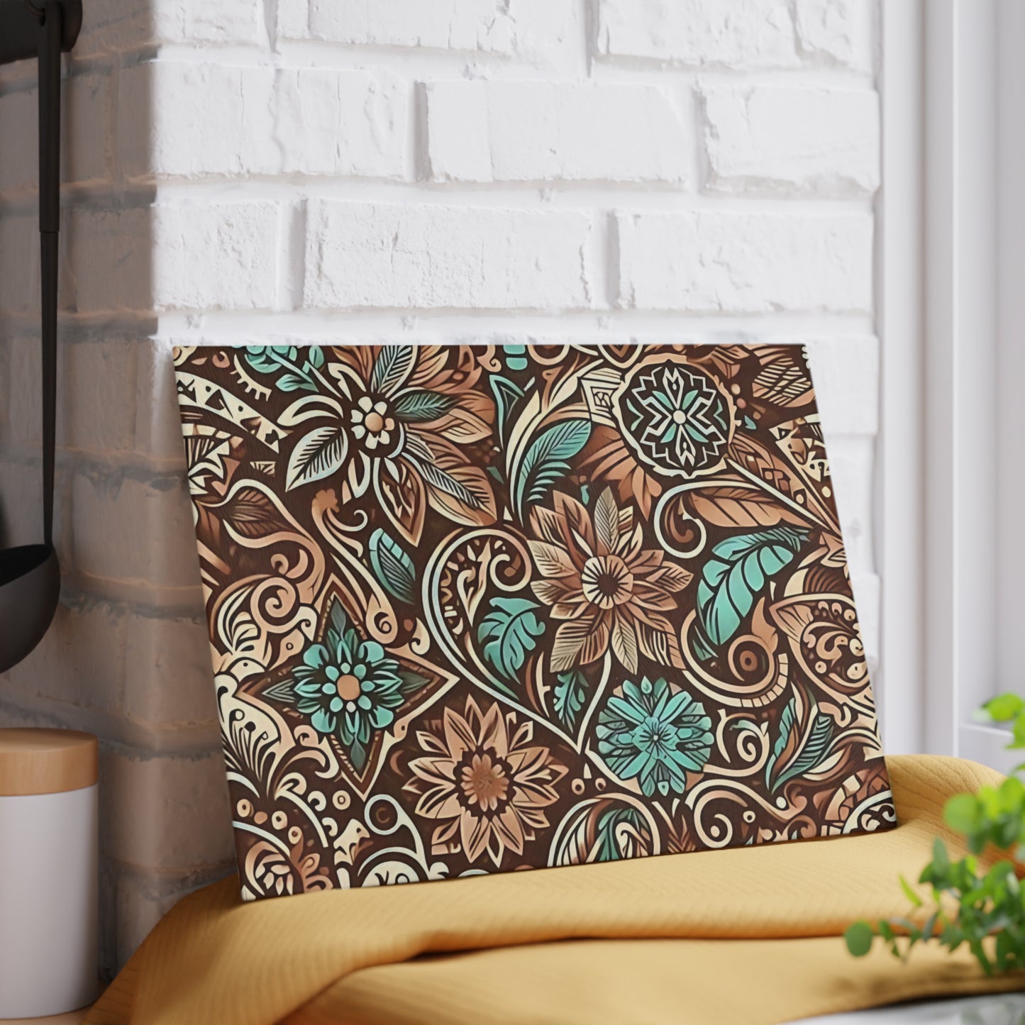 🍂✨ Rustic Floral Swirl Cutting Board – Vintage Charm for Your Kitchen ✨🌿
