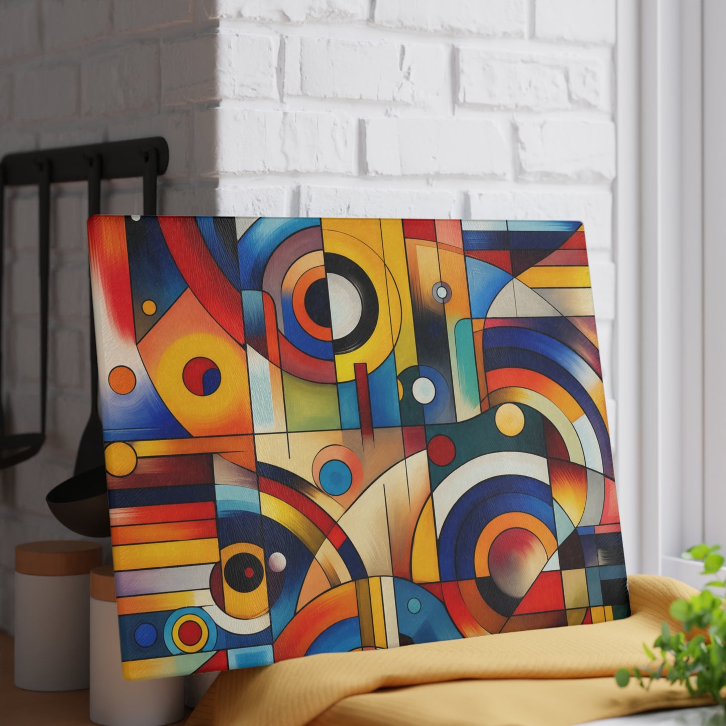 Modern Color Flow Abstract Glass Cutting Board