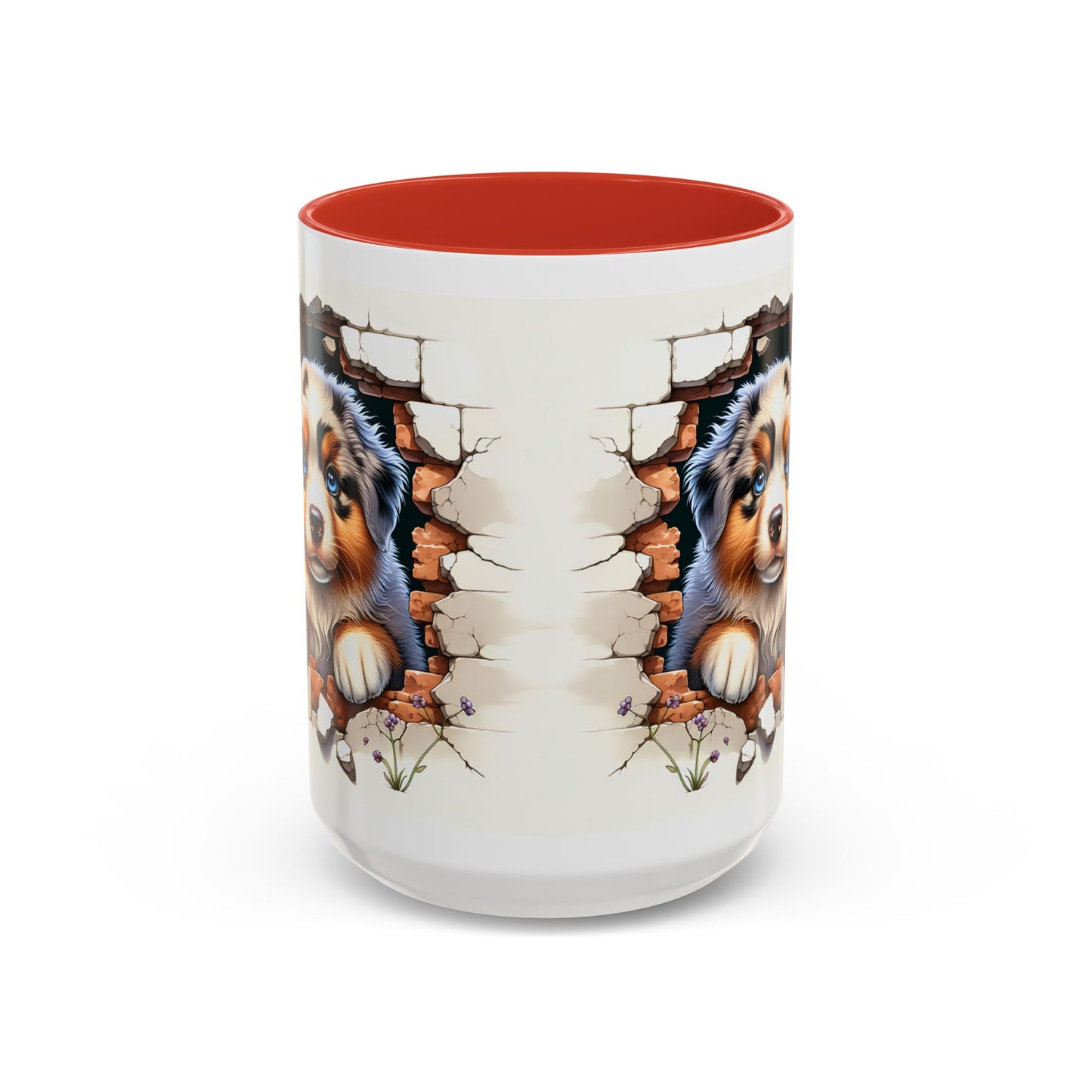 🐾☕ Australian Shepherd Puppy Peek Accent Mug – Blue-Eyed Beauty Dog Lover Gift ✨💙