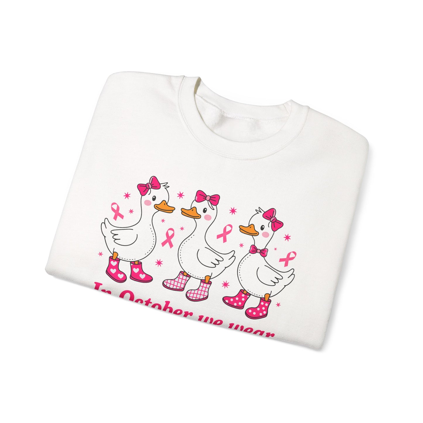 🎀🦆 In October We Wear Pink Duck Sweatshirt – Cute & Courageous Support 💗