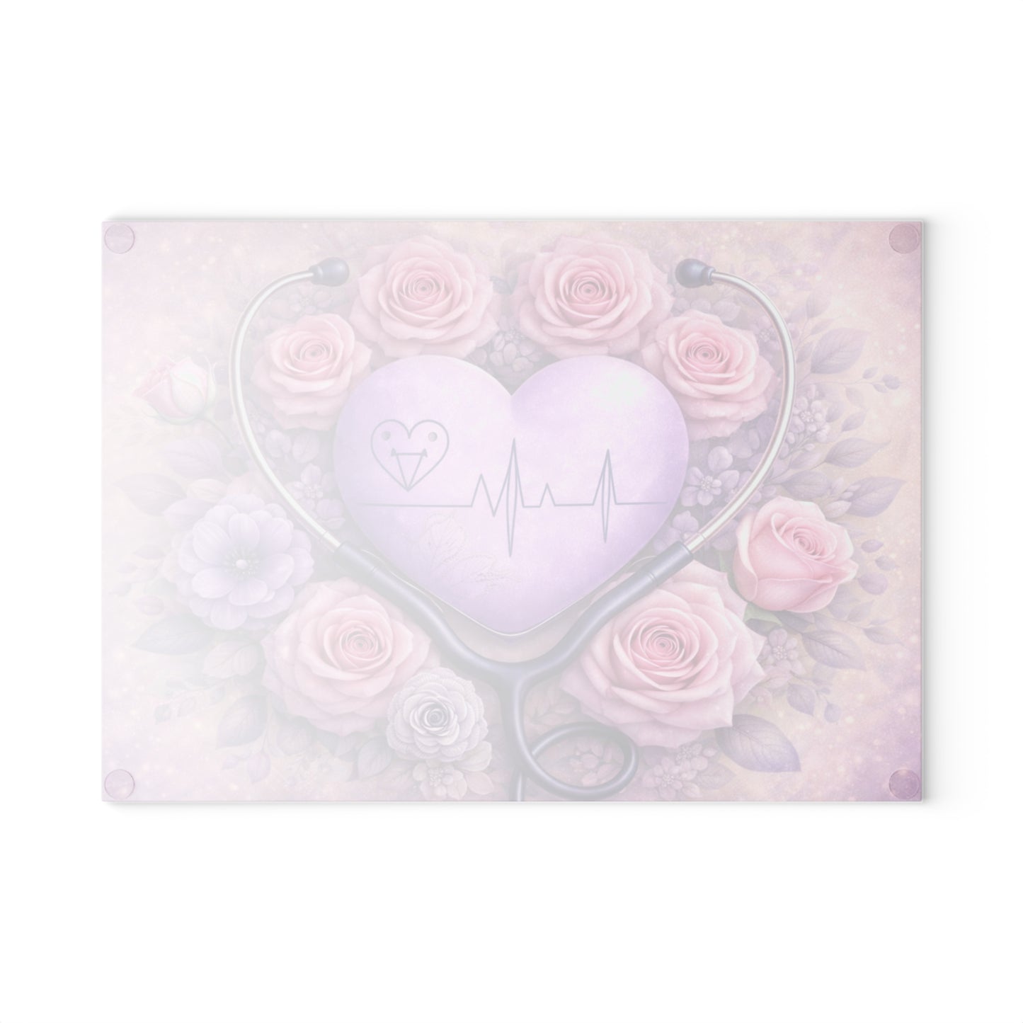 Nurse Heartbeat Floral Glass Cutting Board – Medical Appreciation Kitchen Art